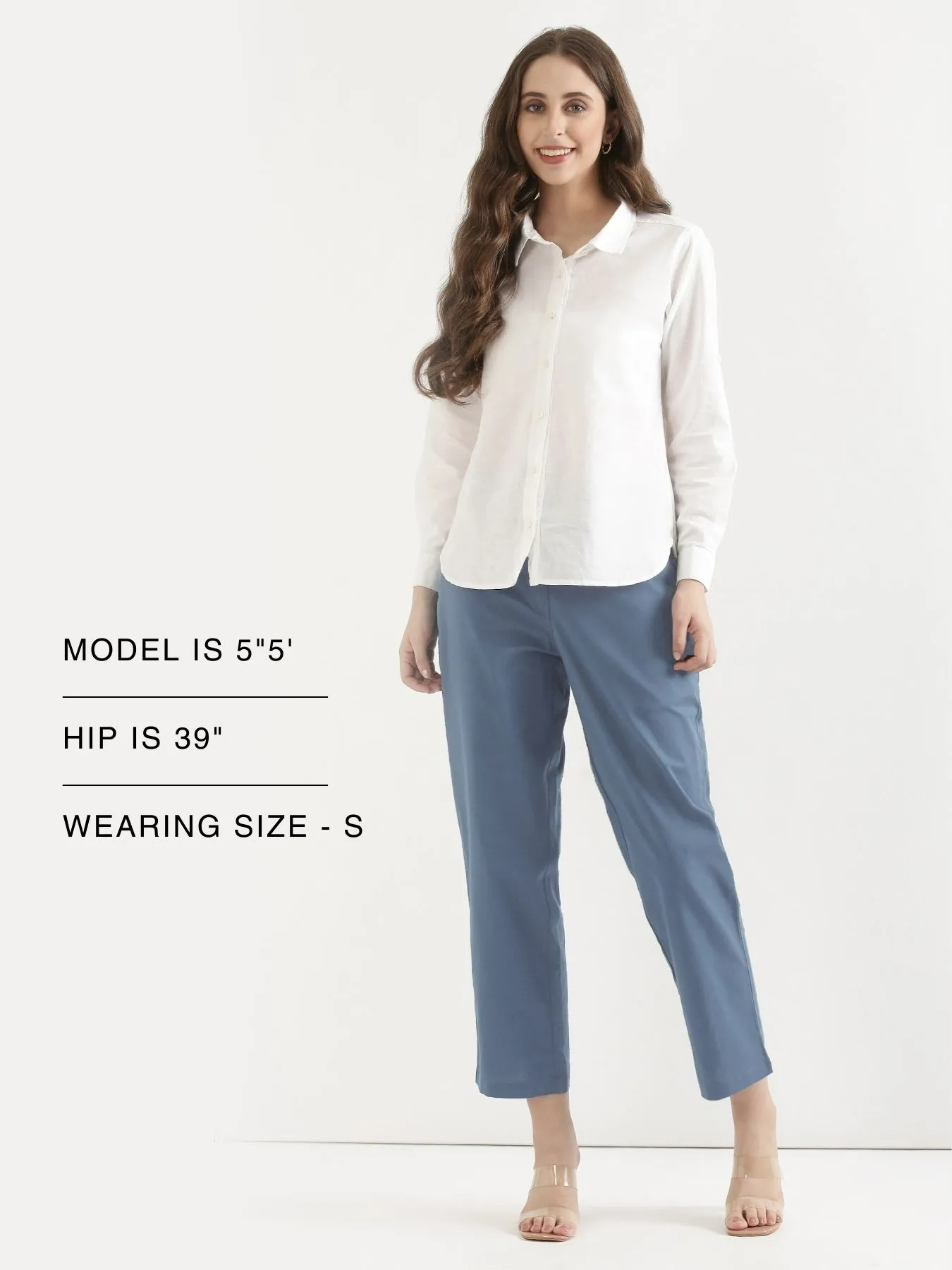 Women English Blue Airy Linen Straight Pants - Image 17