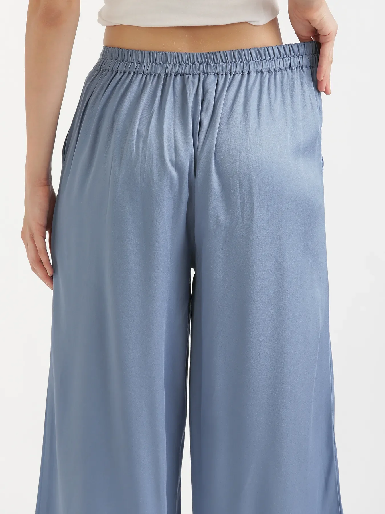 Women English Blue Viscose Palazzo Pant - Image 11
