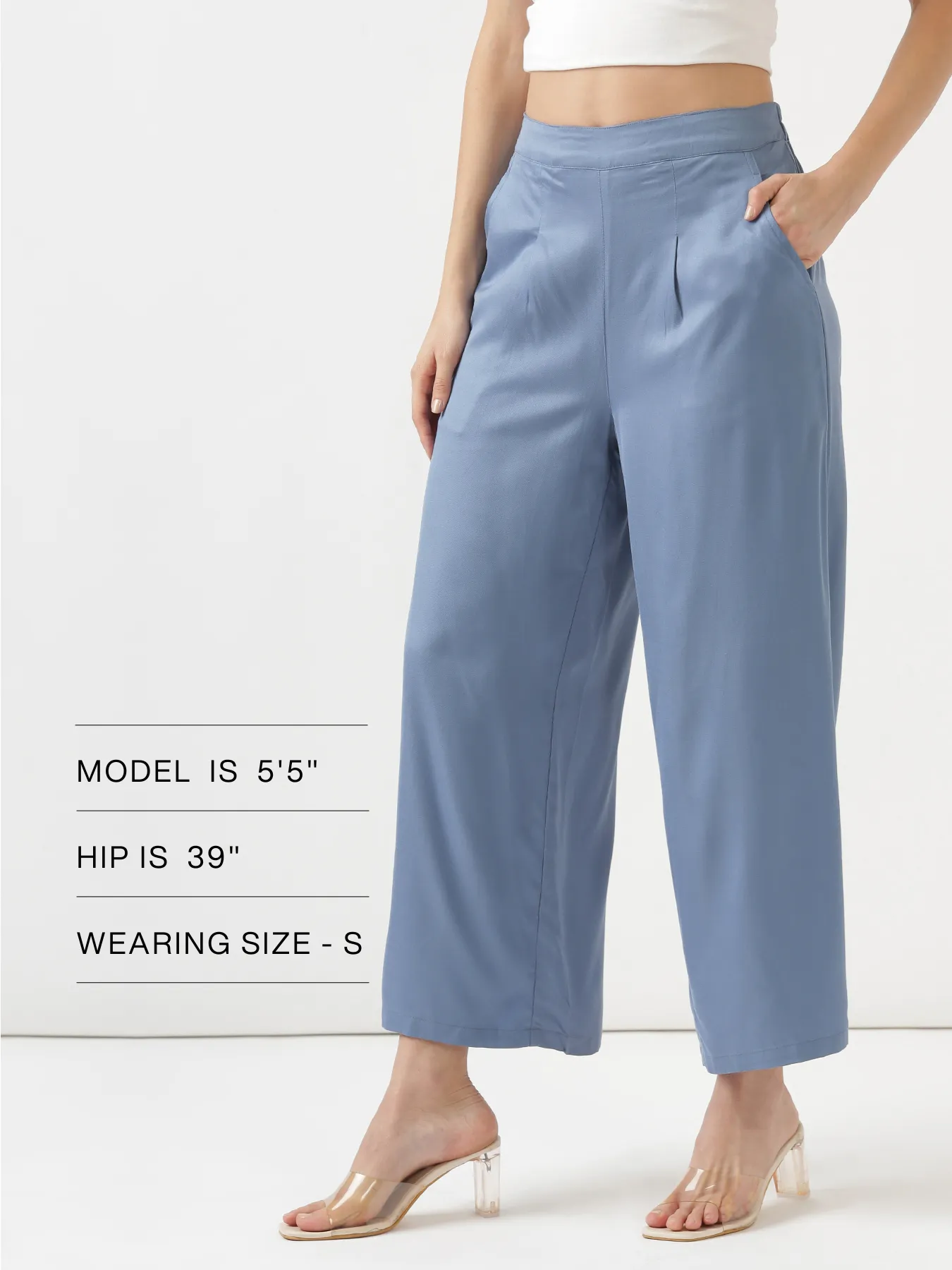 Women English Blue Viscose Palazzo Pant - Image 14