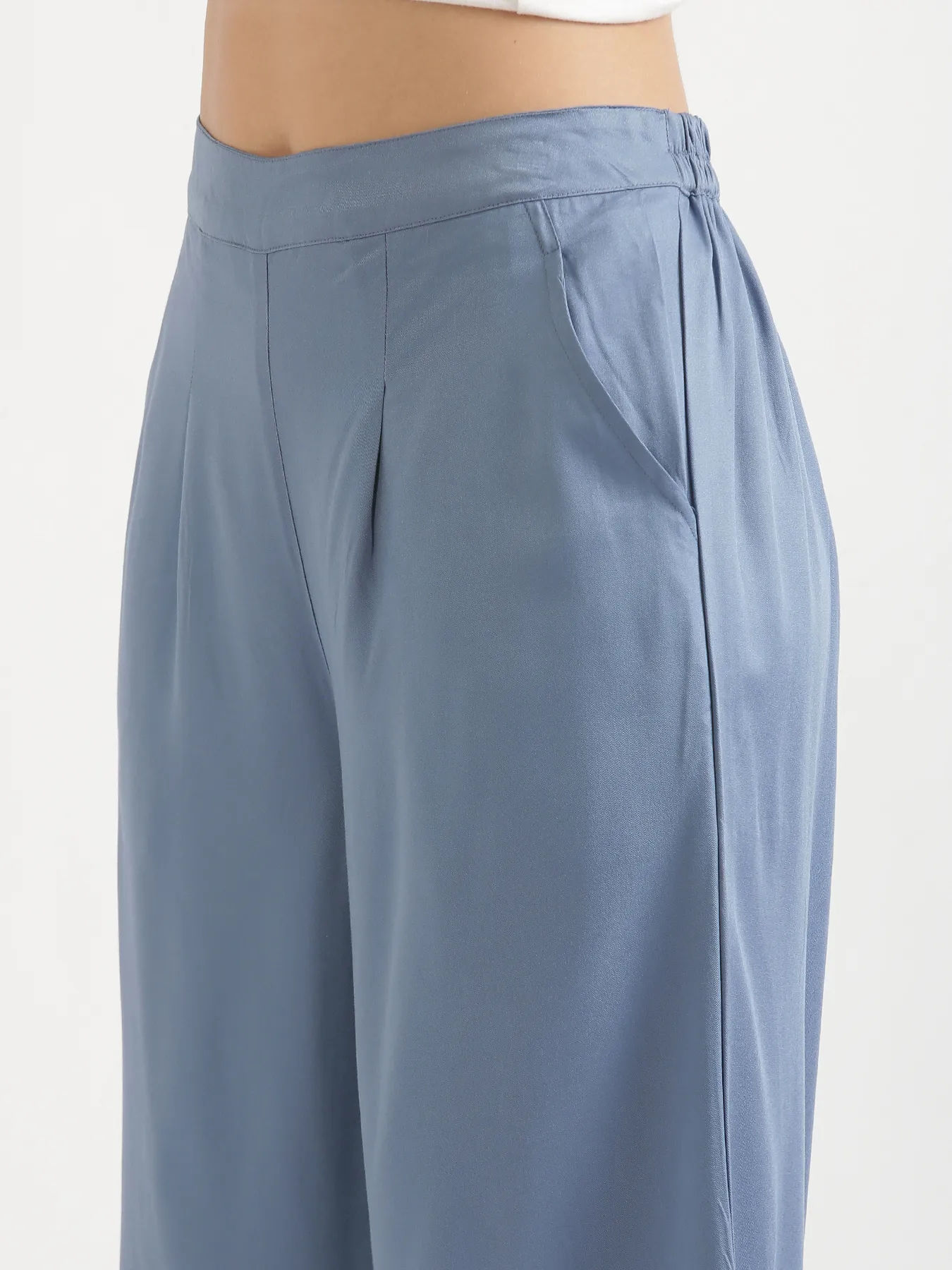 Women English Blue Viscose Palazzo Pant - Image 7