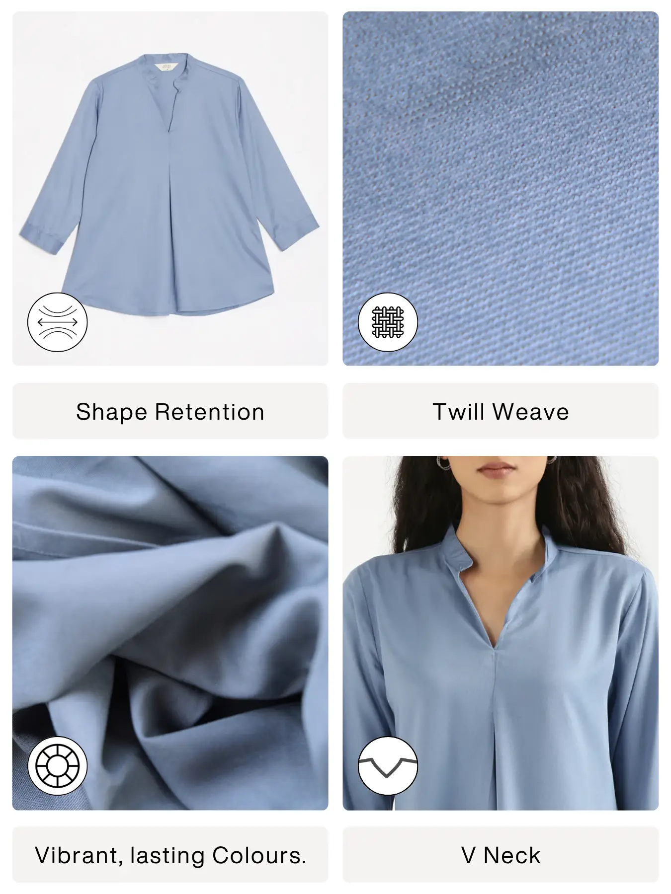 Women English Blue Viscose Pleated Top - Image 2