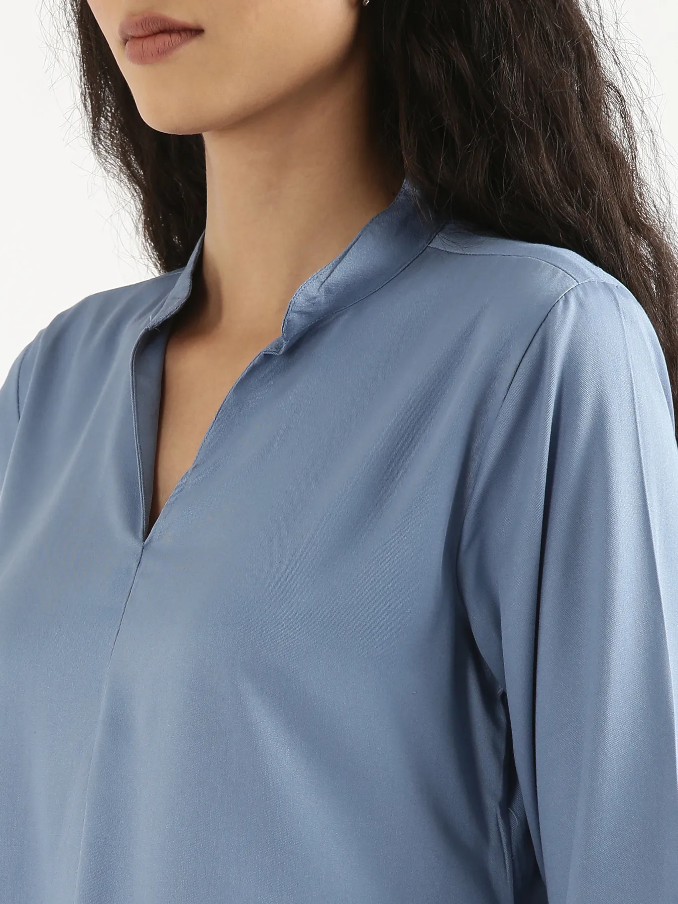 Women English Blue Viscose Pleated Top - Image 6