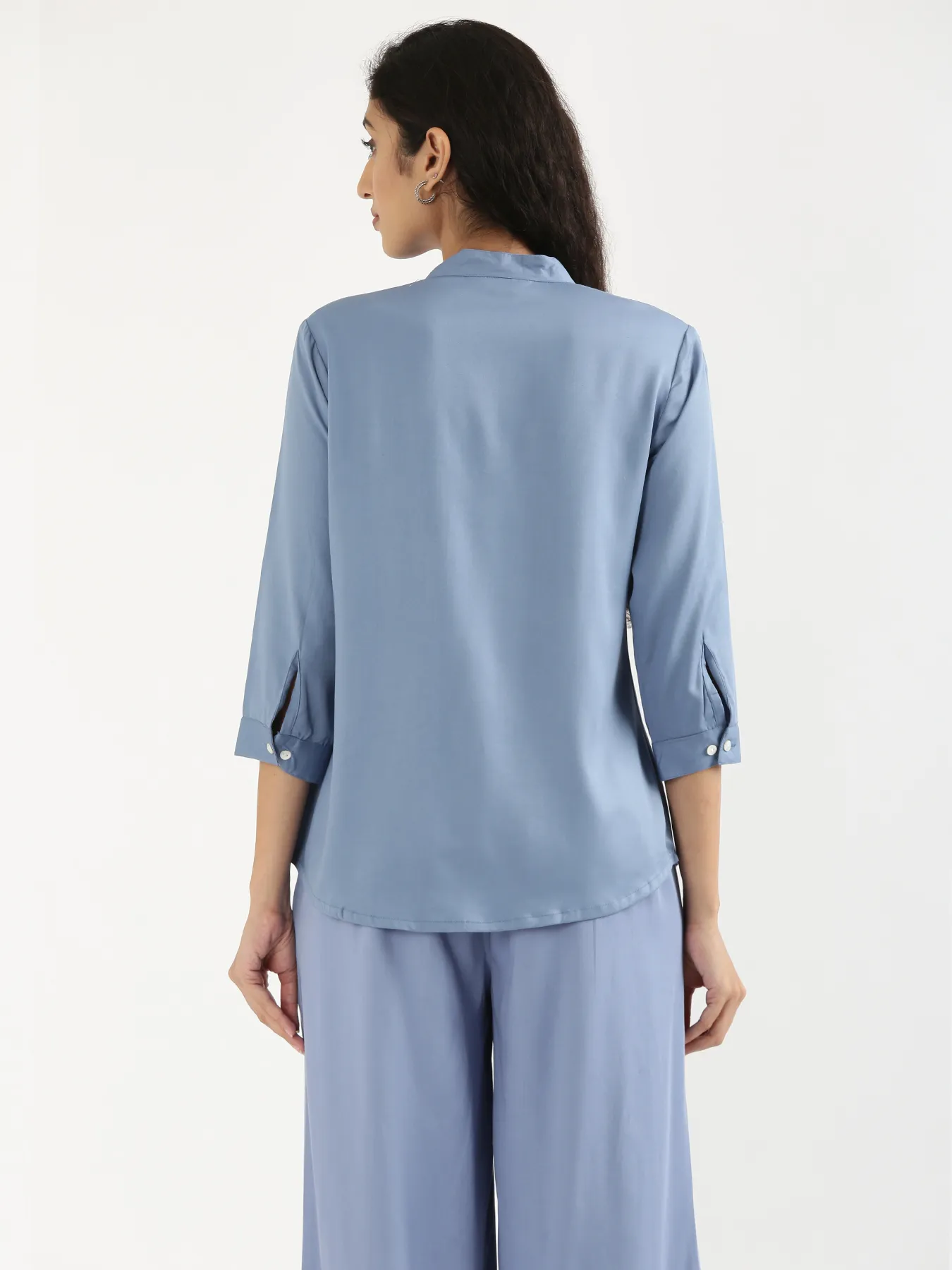 Women English Blue Viscose Pleated Top - Image 8