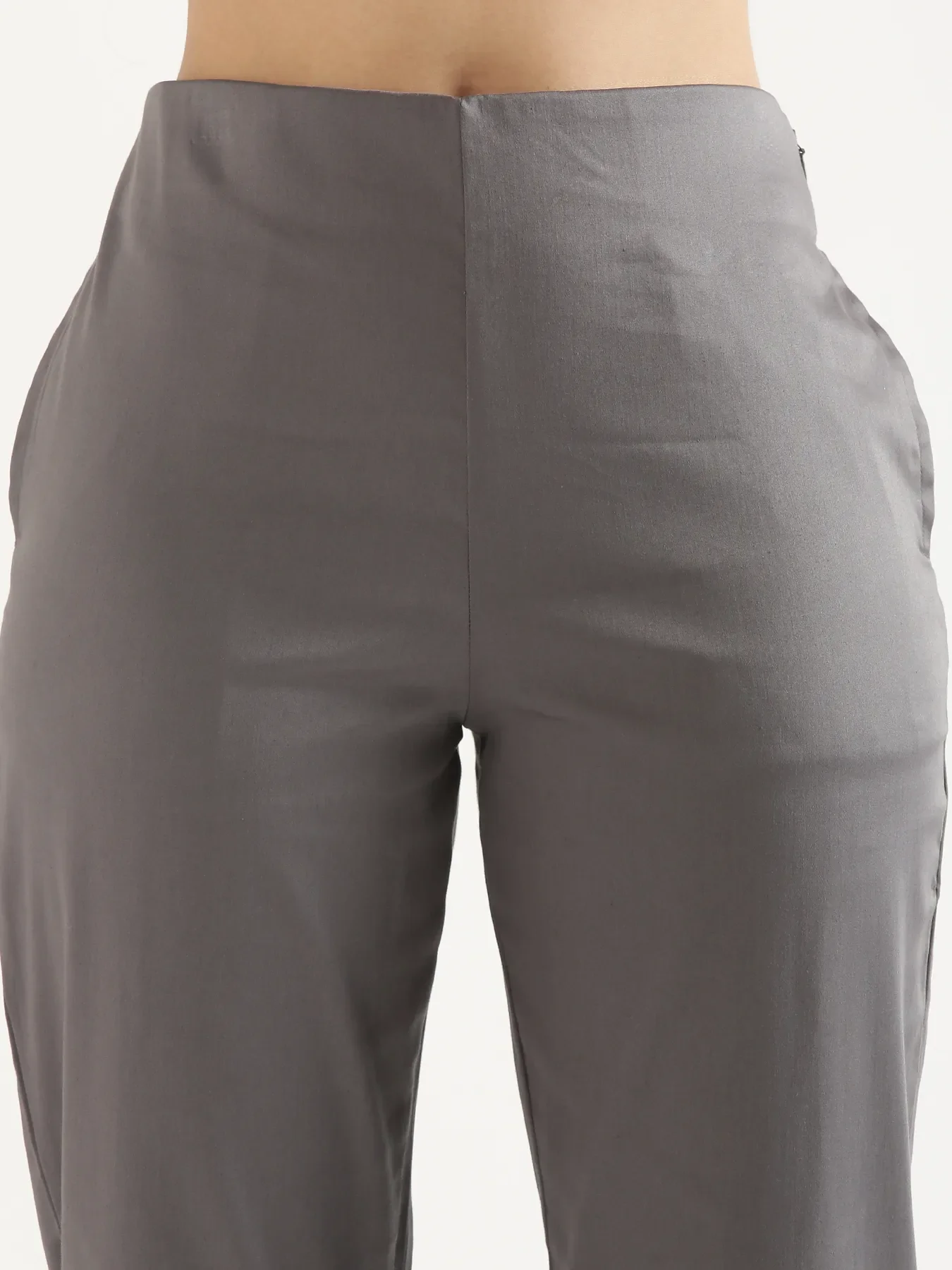 Women German Grey Straight Fit Formal Pants - Image 7