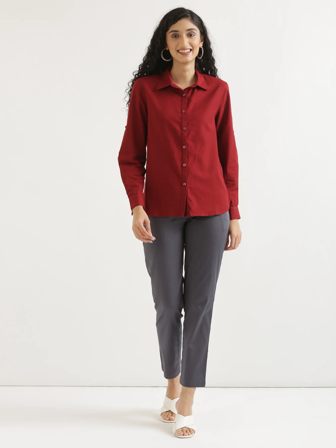 Women Grey Formal Pant - Image 2