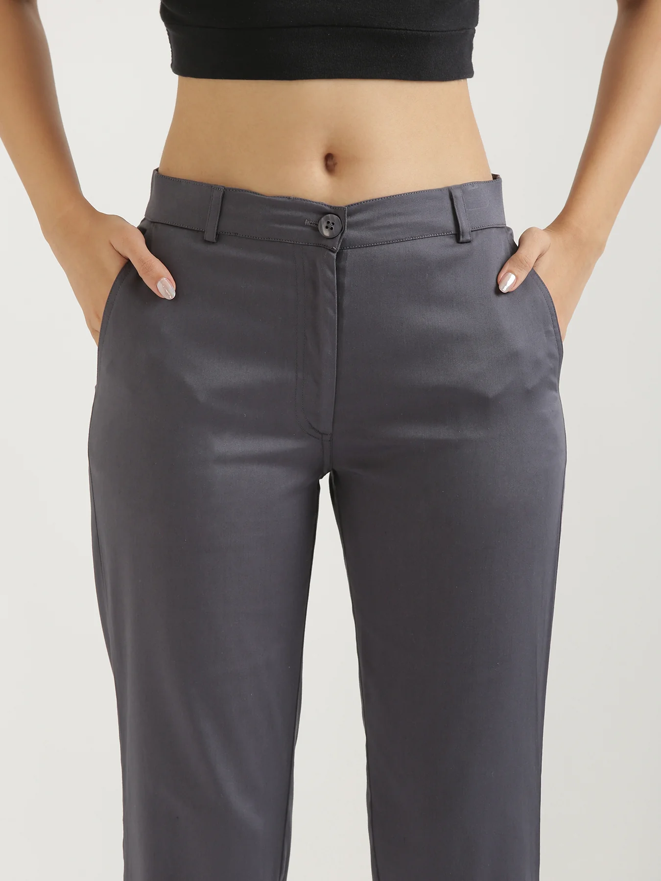 Women Grey Formal Pant - Image 6
