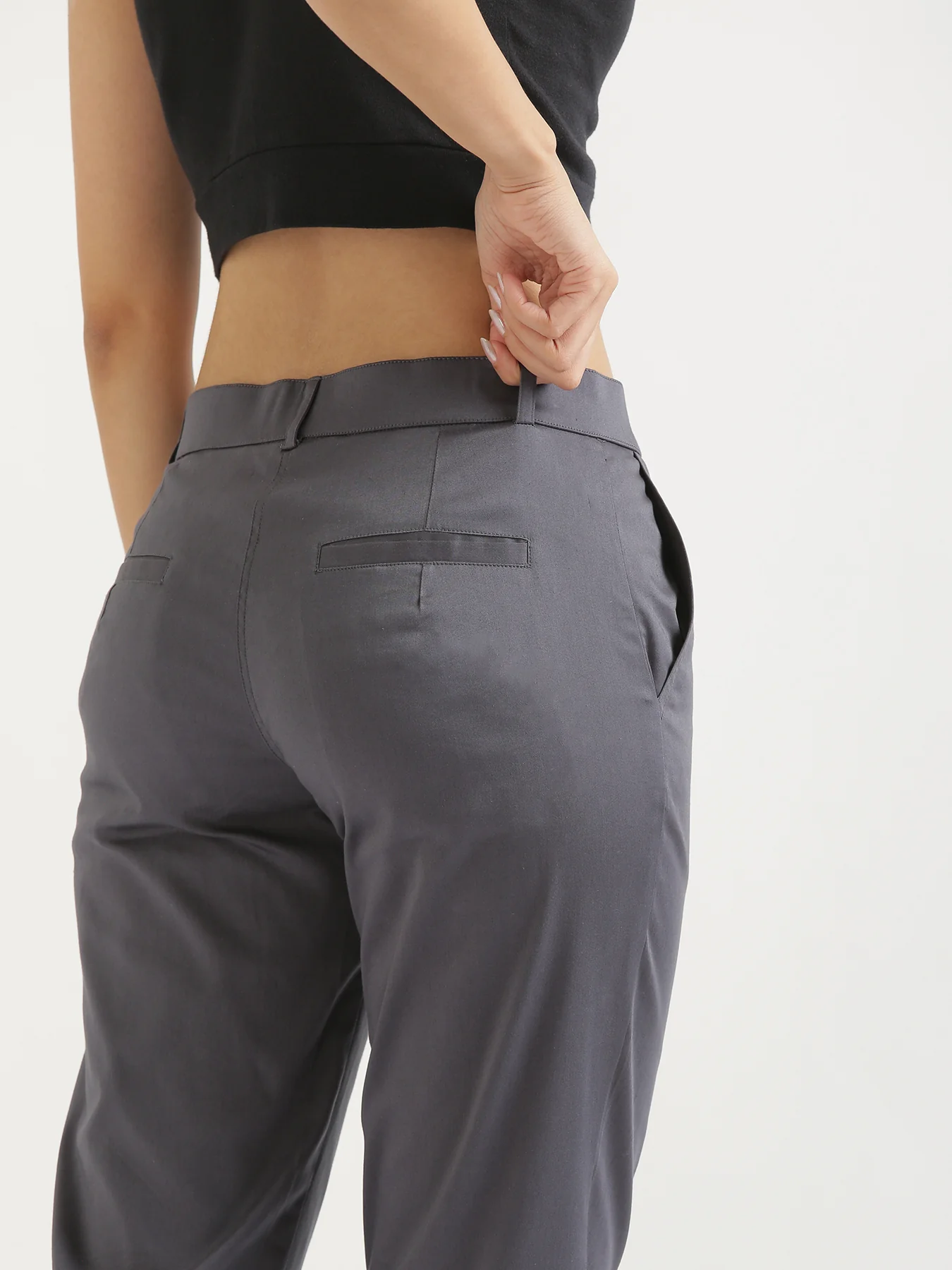 Women Grey Formal Pant - Image 8
