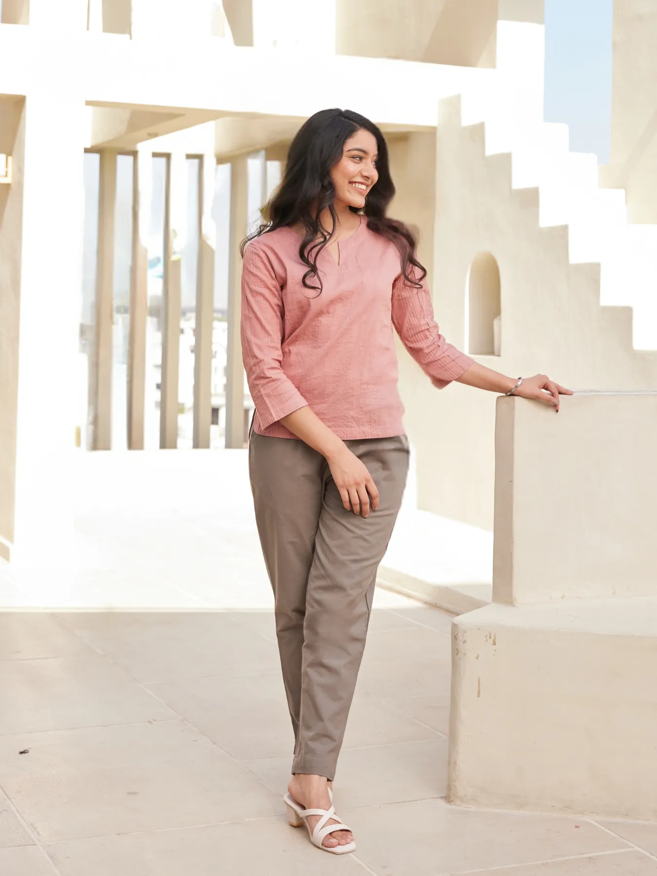 Women Grey Cotton Pant - Image 4