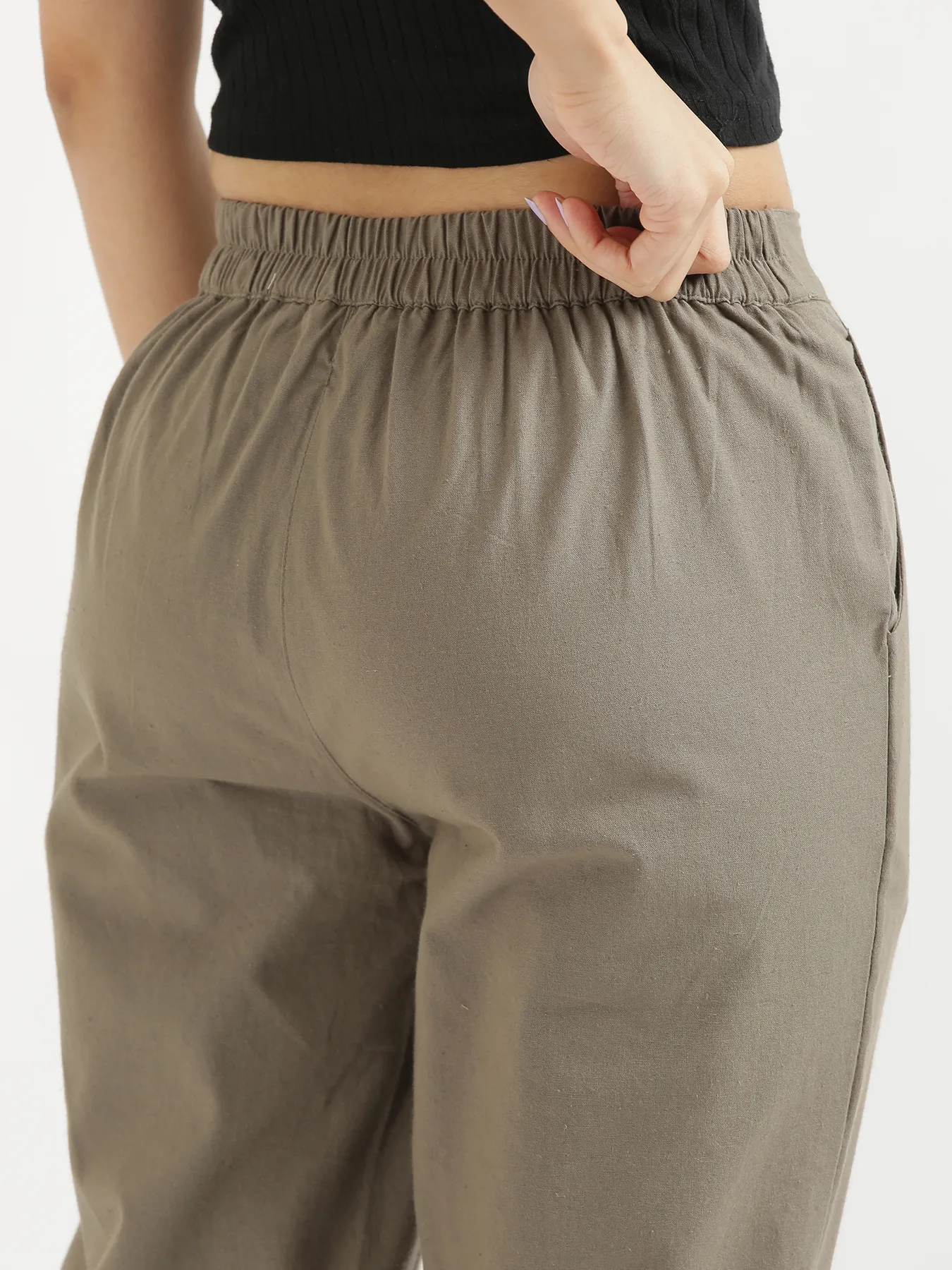 Women Grey Cotton Pant - Image 7