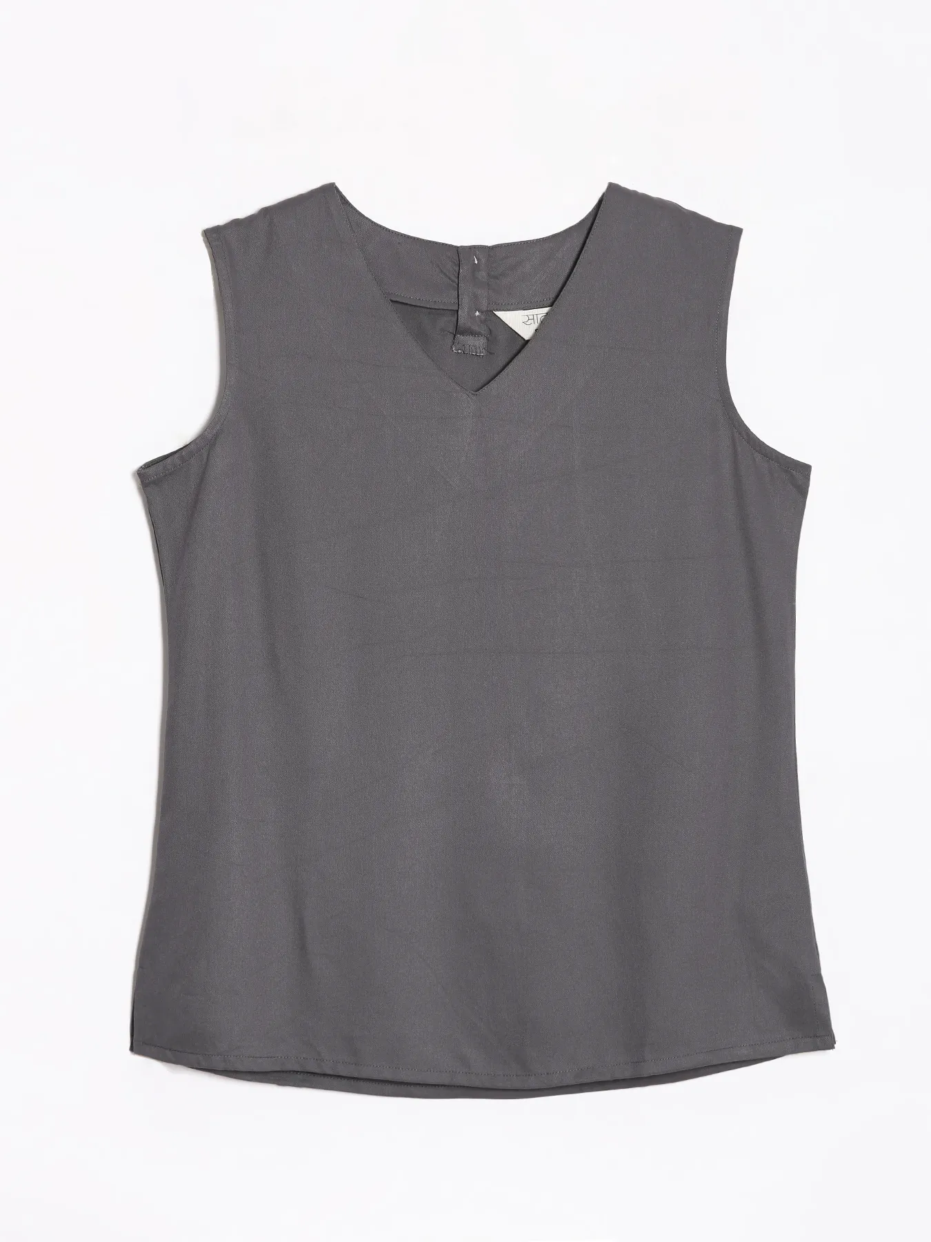 Women Grey V-Neck Sleeveless Top - Image 12