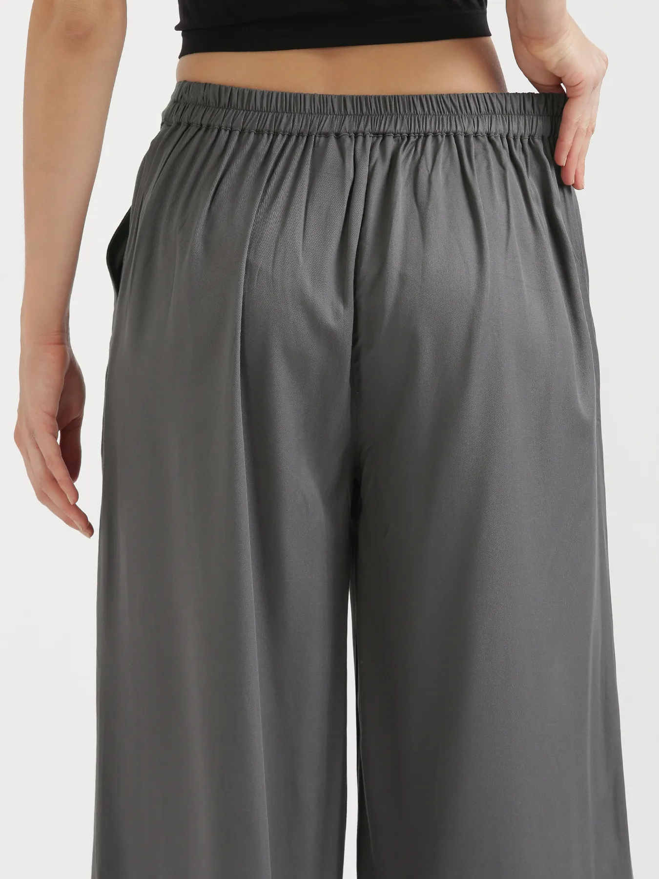 Women Grey Viscose Palazzo Pant - Image 10