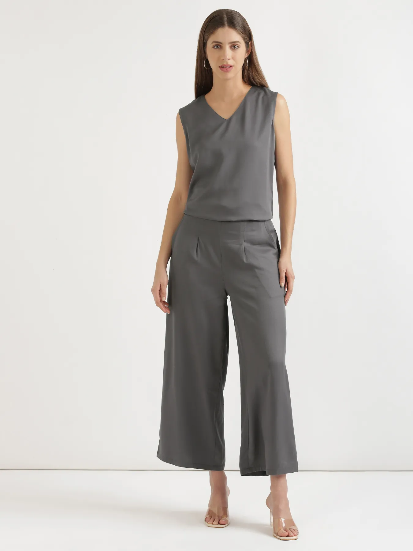 Women Grey Viscose Palazzo Pant - Image 11