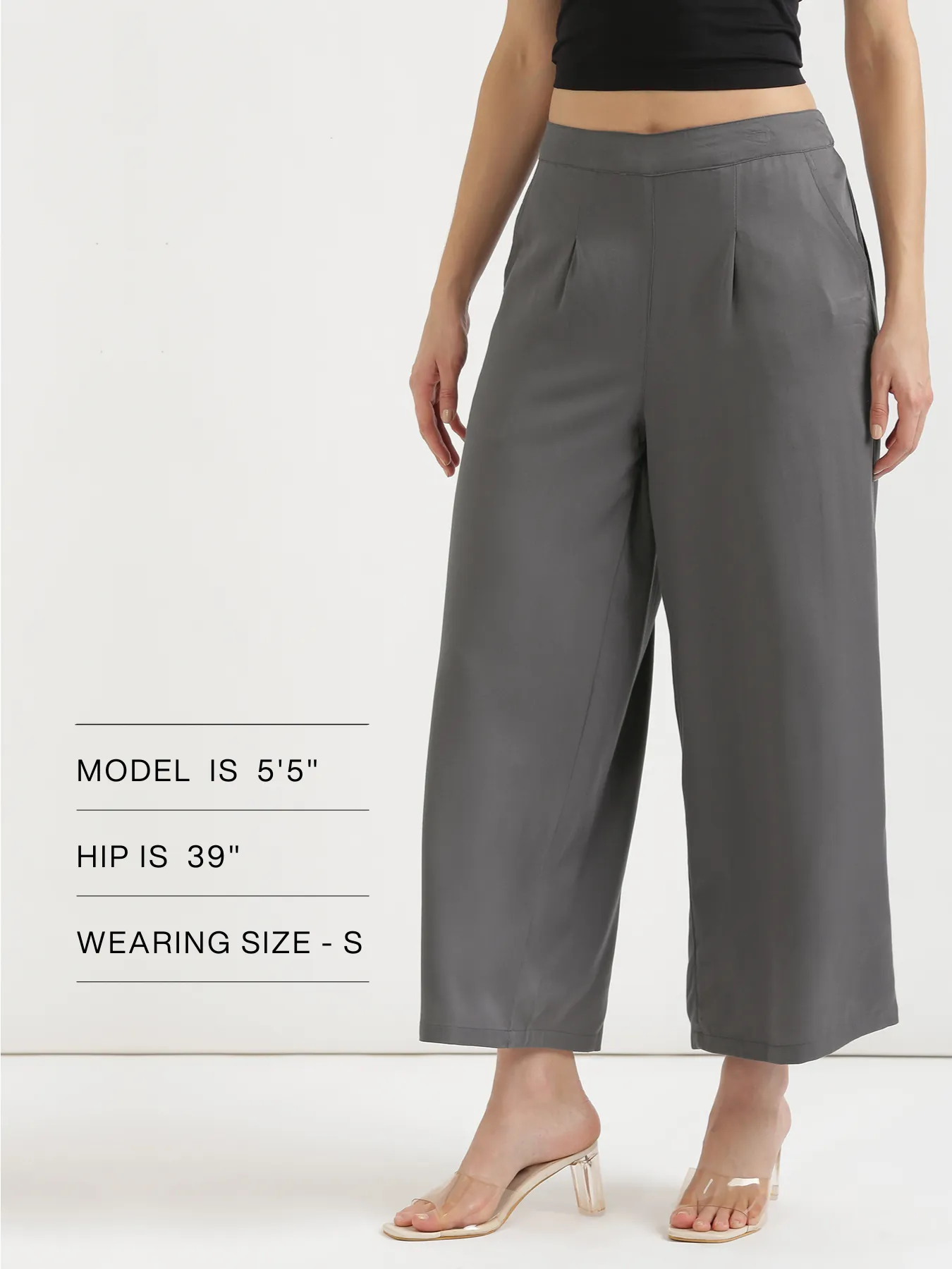 Women Grey Viscose Palazzo Pant - Image 14