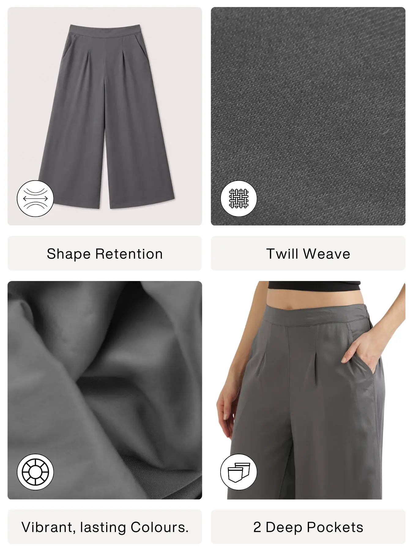Women Grey Viscose Palazzo Pant - Image 2