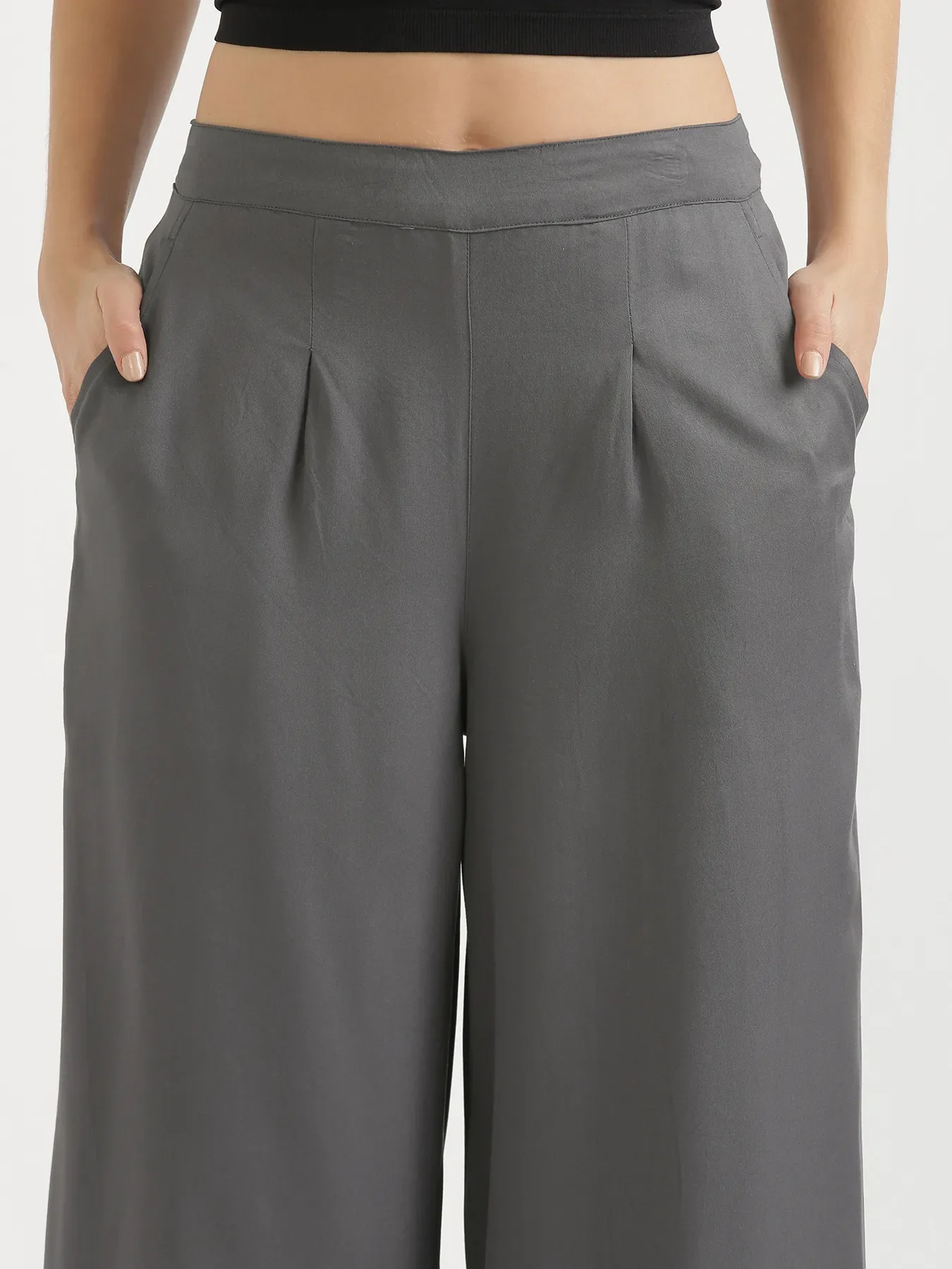 Women Grey Viscose Palazzo Pant - Image 5