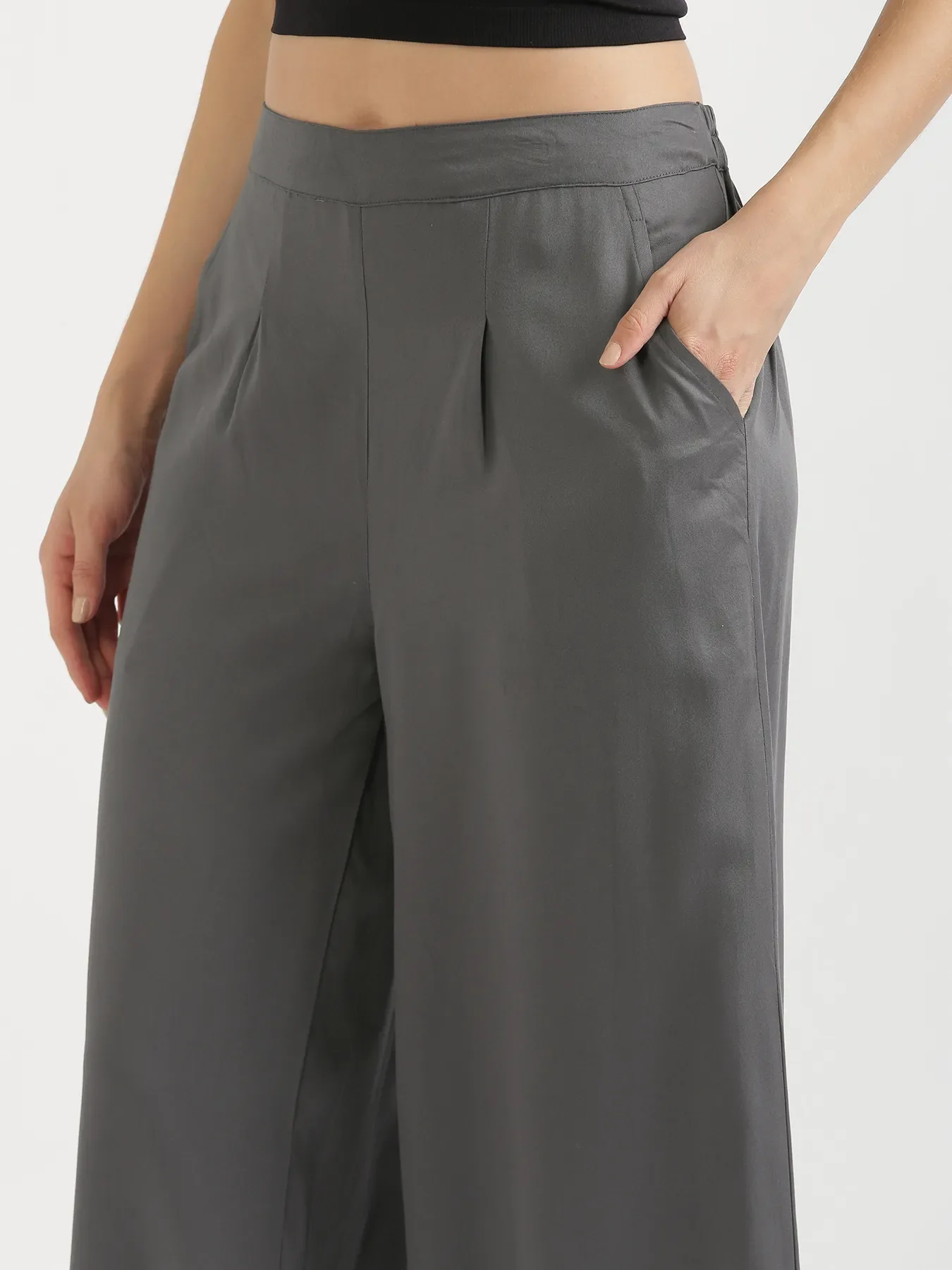 Women Grey Viscose Palazzo Pant - Image 6