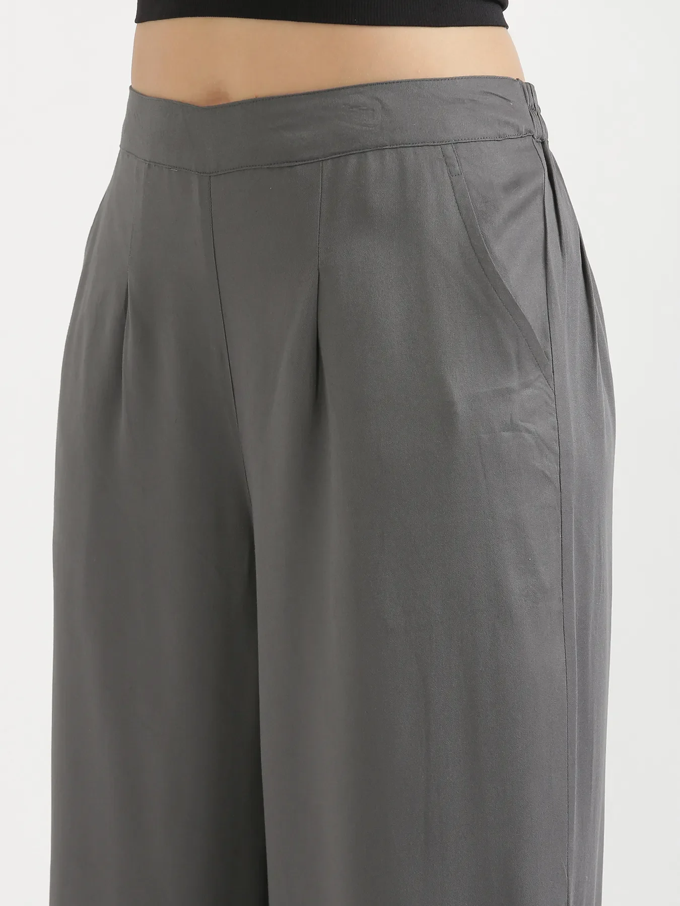 Women Grey Viscose Palazzo Pant - Image 7