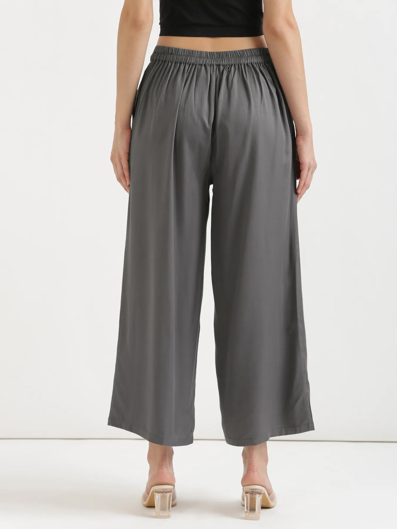 Women Grey Viscose Palazzo Pant - Image 9