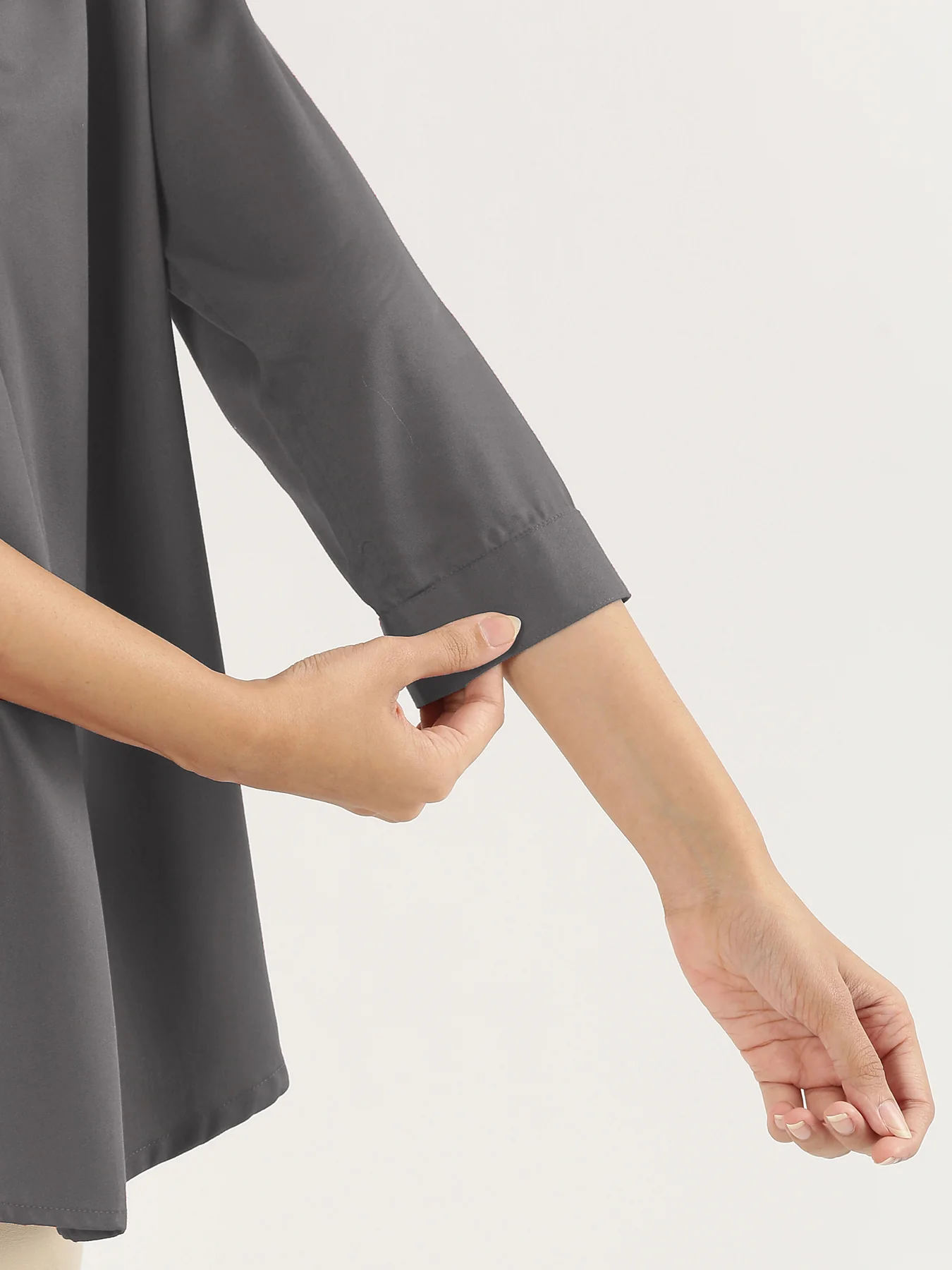 Women Grey Viscose Pleated Top - Image 6