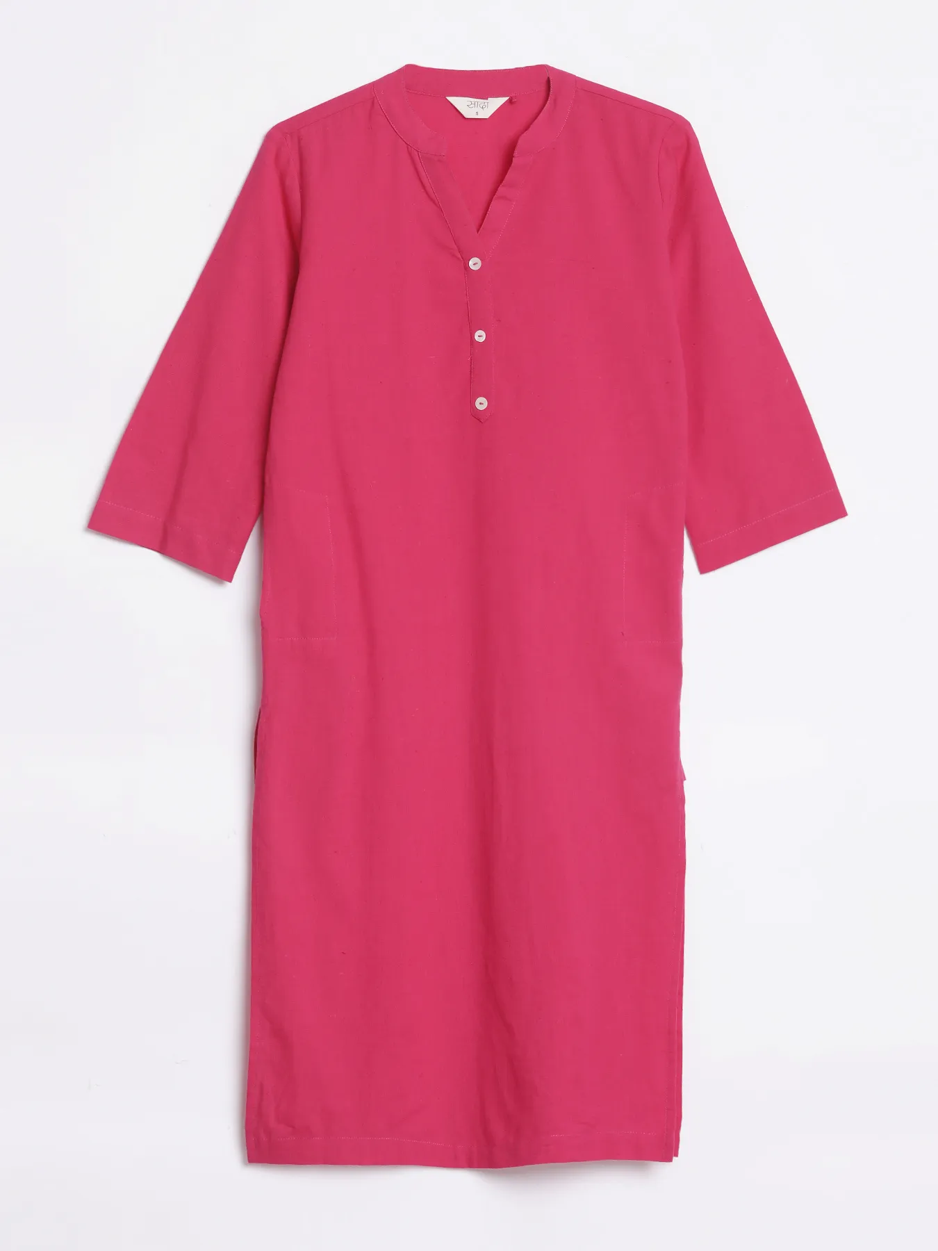 Women Hot Pink Airy Linen Long Kurta - Image 14