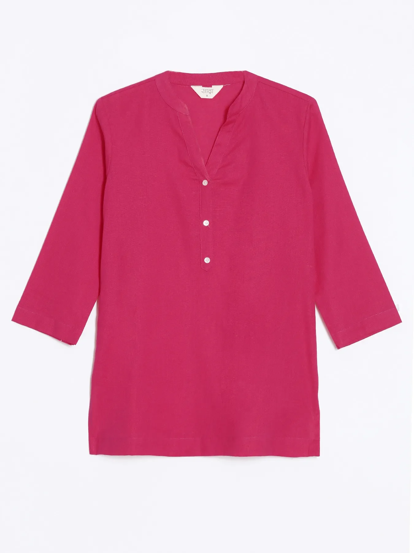 Women Hot Pink Airy Linen Short Kurta - Image 14