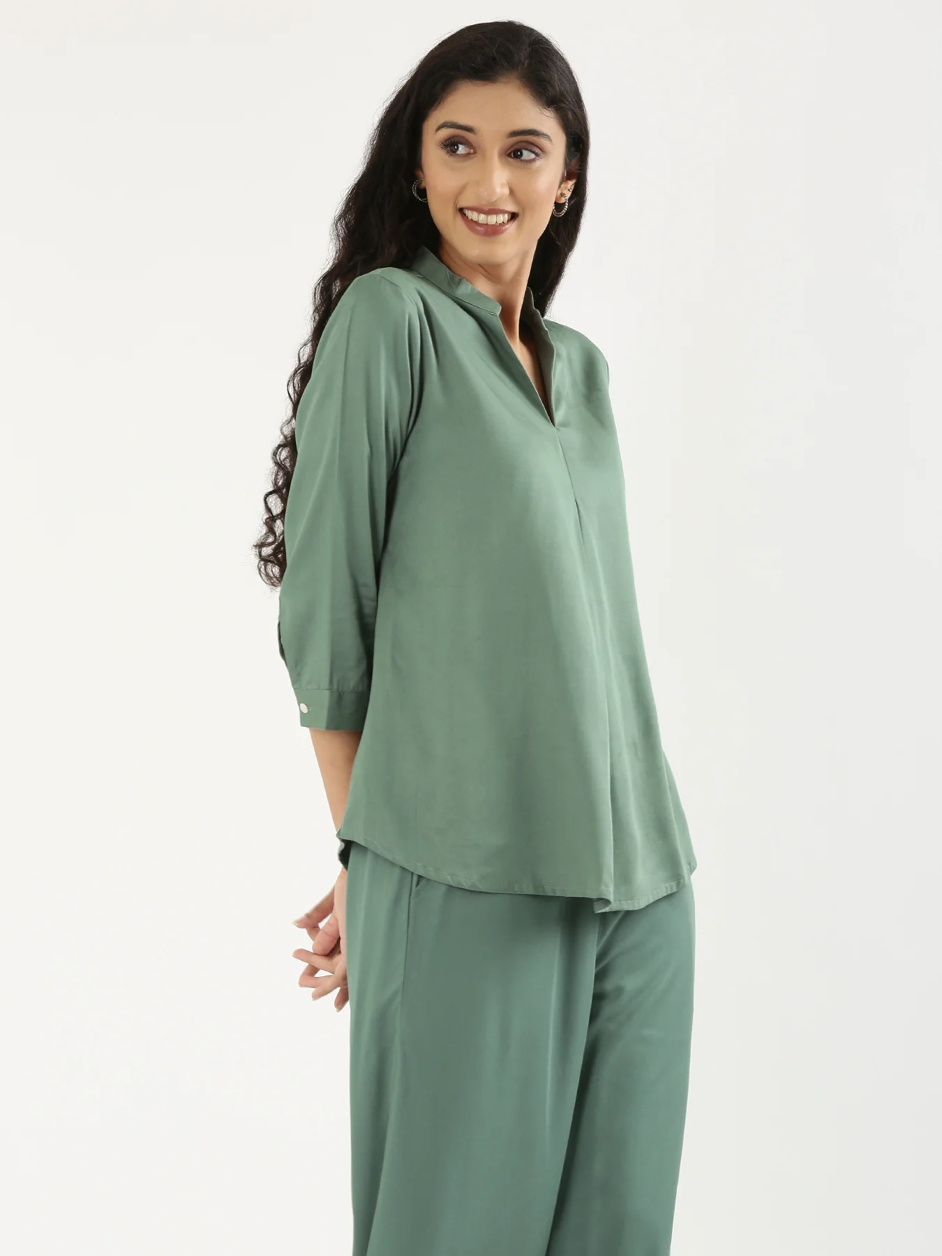 Women Jade Viscose Pleated Top - Image 5