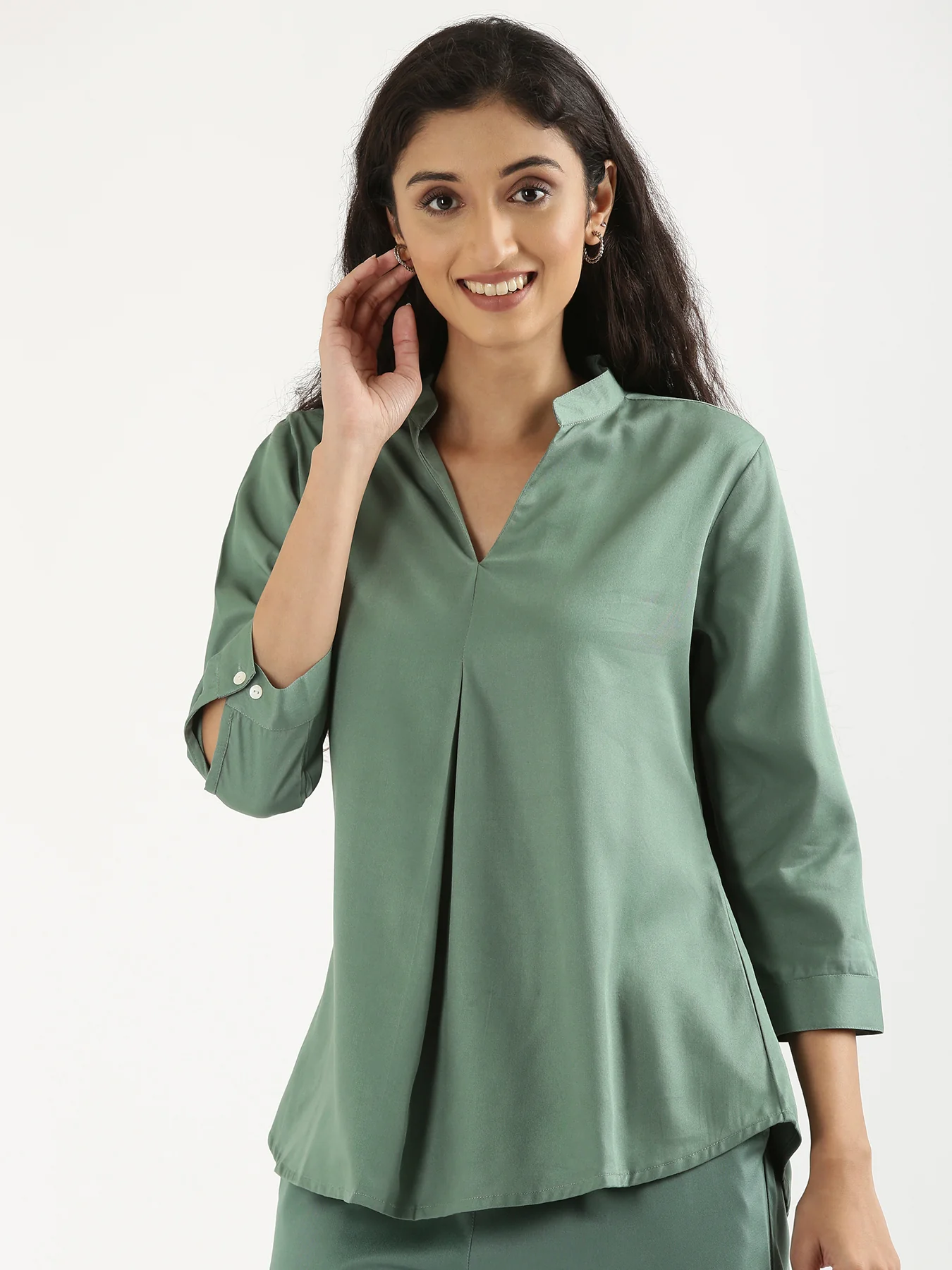 Women Jade Viscose Pleated Top - Image 6