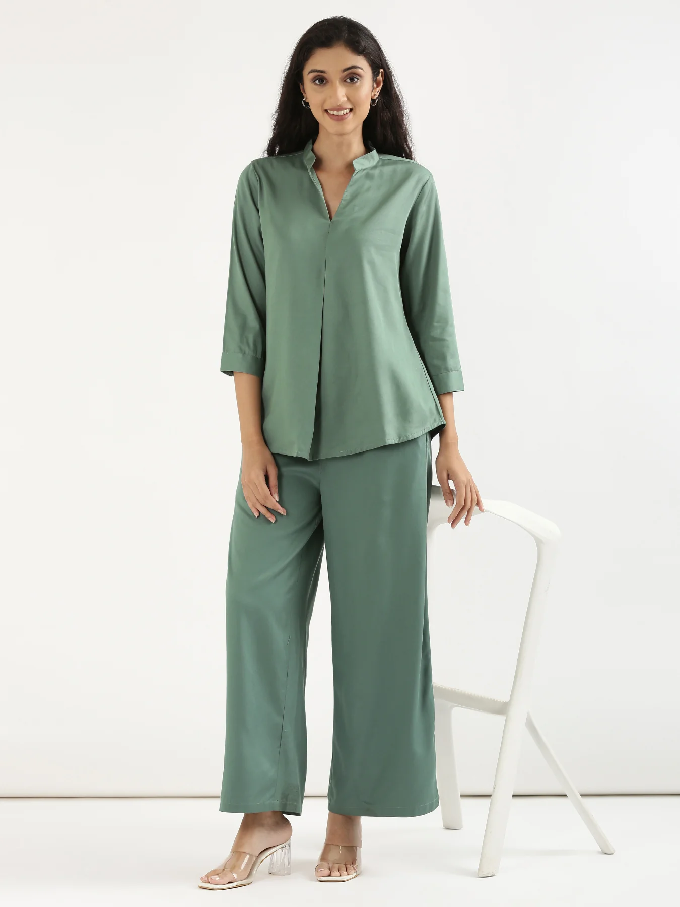 Women Jade Viscose Pleated Top - Image 8