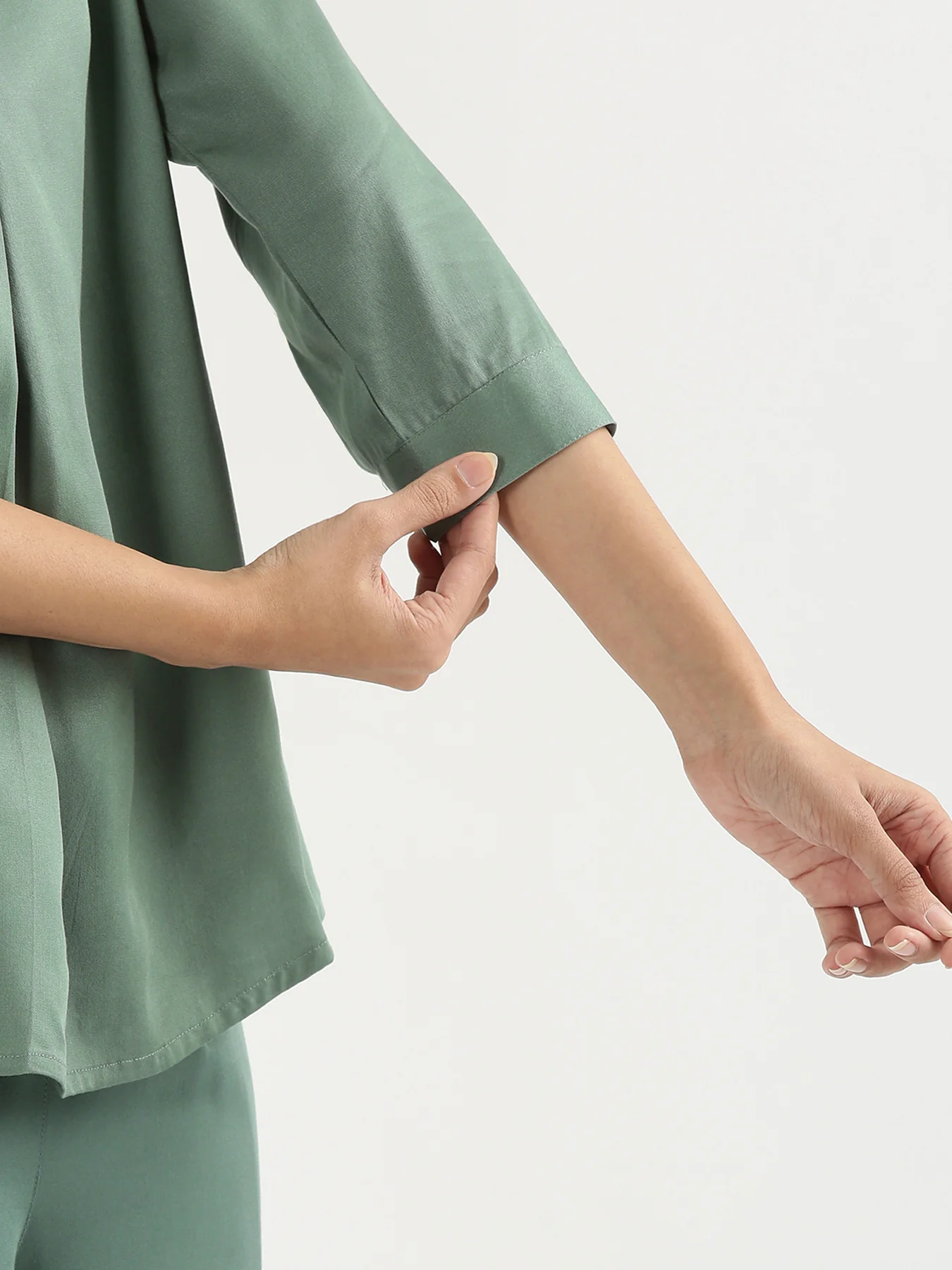 Women Jade Viscose Pleated Top - Image 9