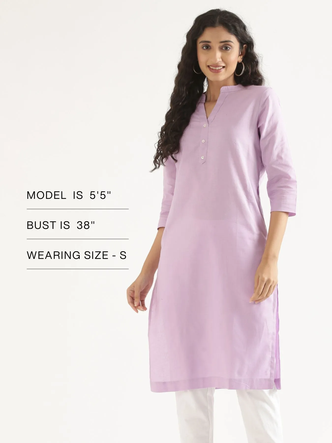 Women Lilac Airy Linen Long Kurta - Image 15