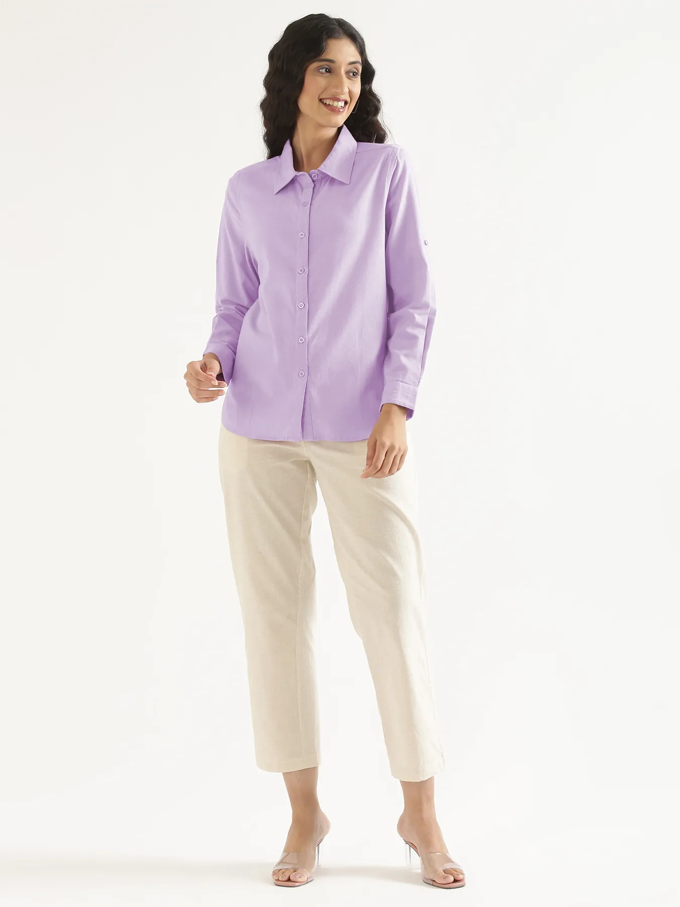 Women Lilac Airy-Linen Shirt - Image 11
