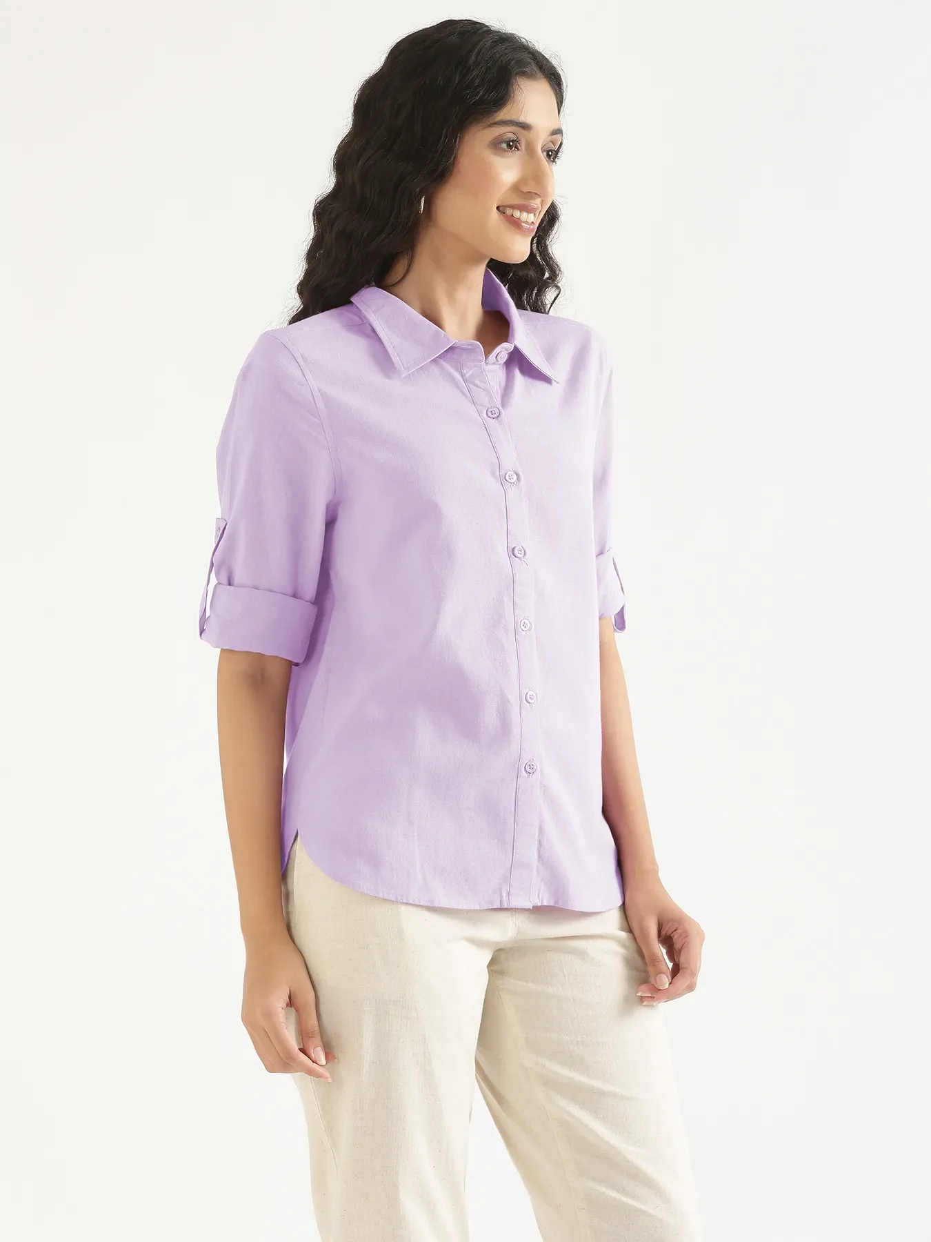Women Lilac Airy-Linen Shirt - Image 12