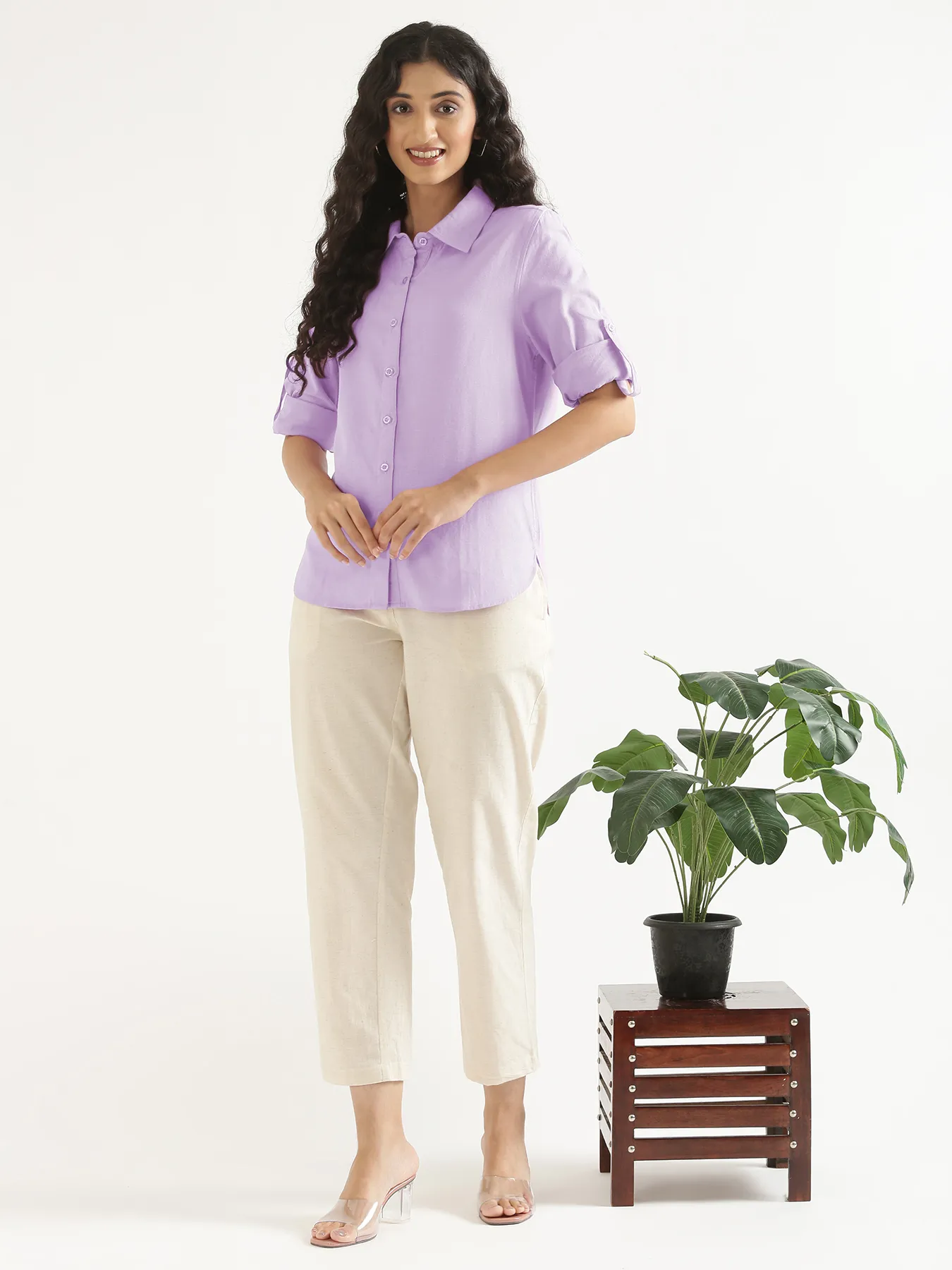 Women Lilac Airy-Linen Shirt - Image 13