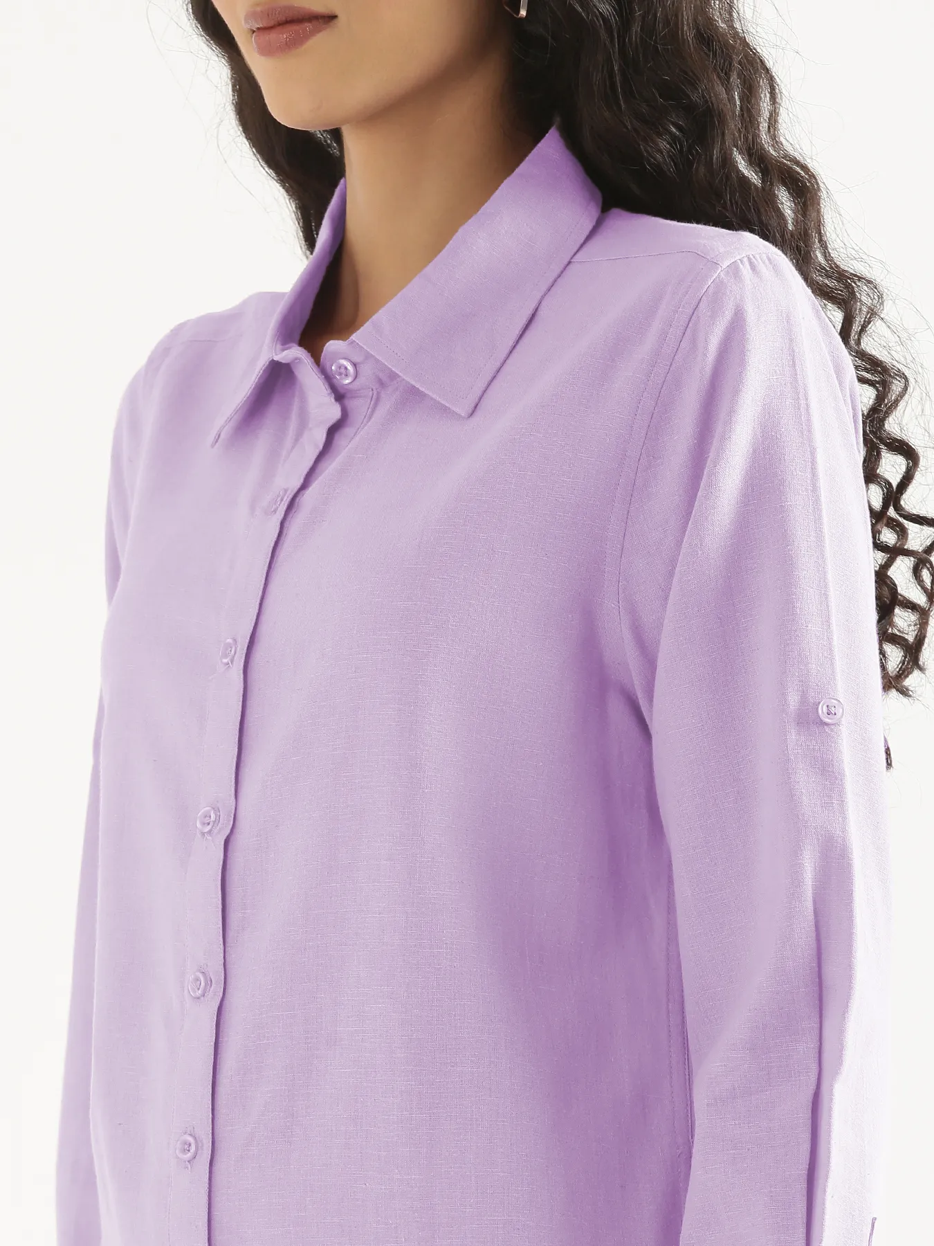 Women Lilac Airy-Linen Shirt - Image 7