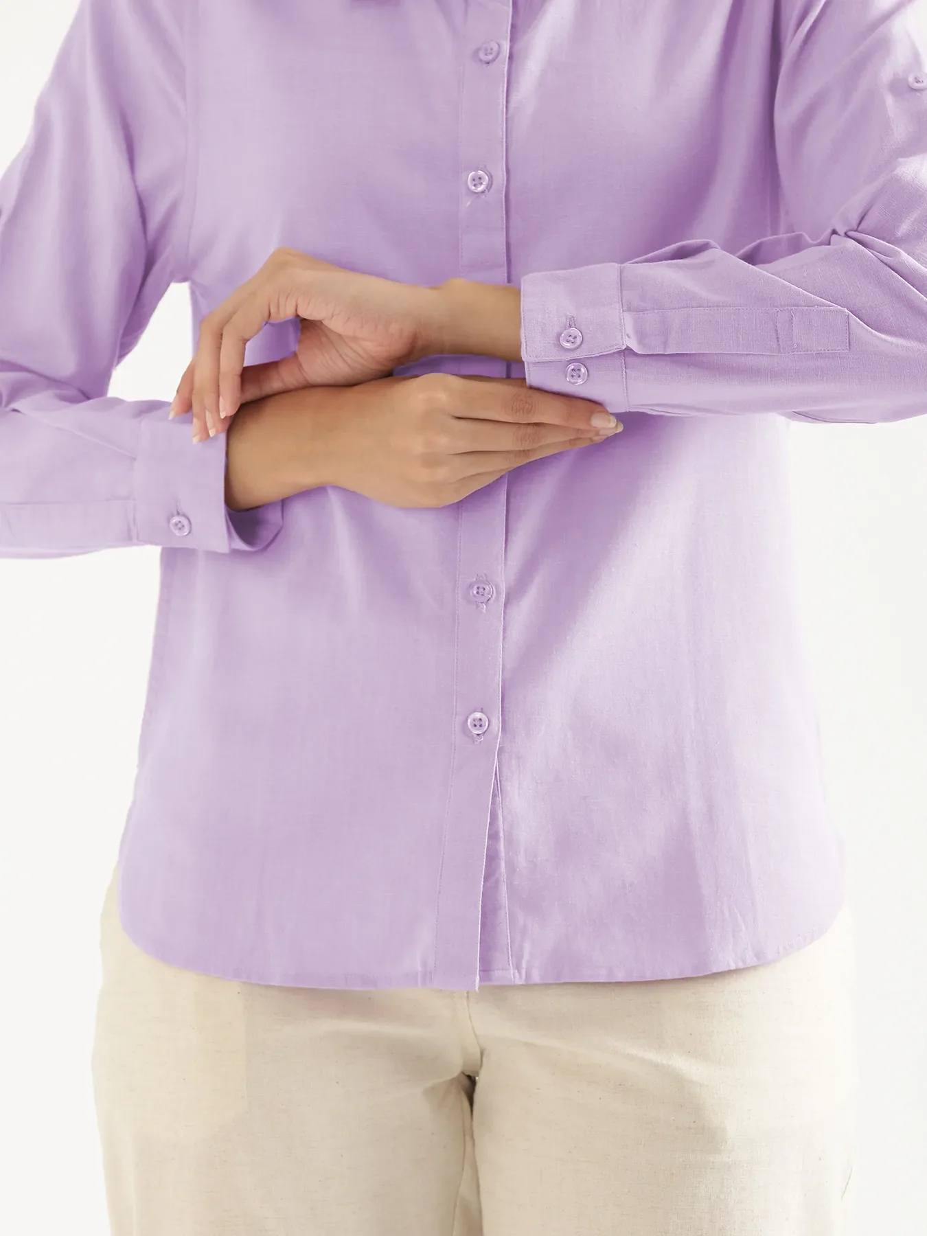 Women Lilac Airy-Linen Shirt - Image 9