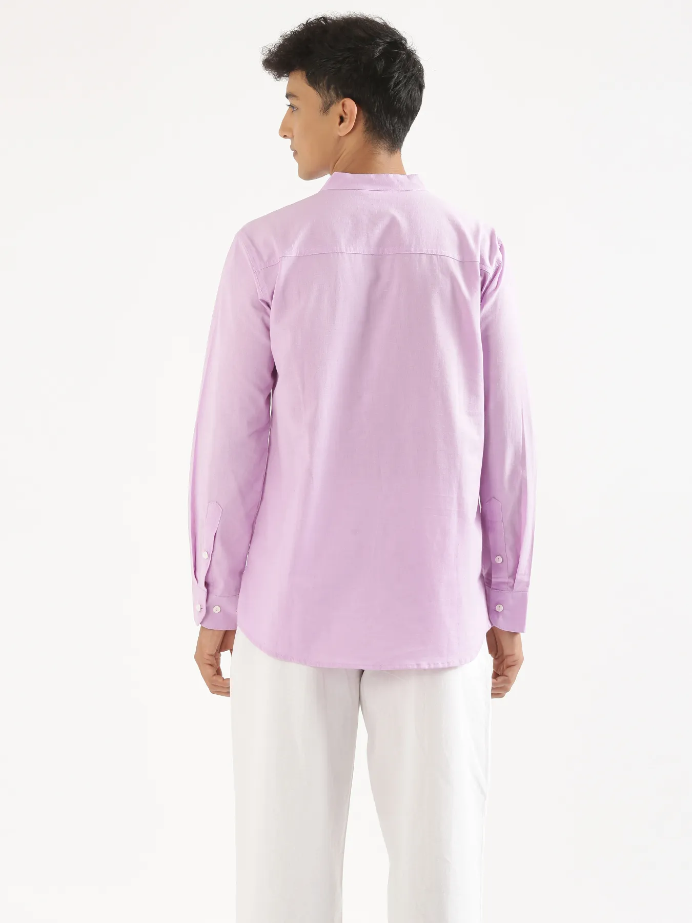 Men Lilac Airy Linen Short Kurta - Image 10