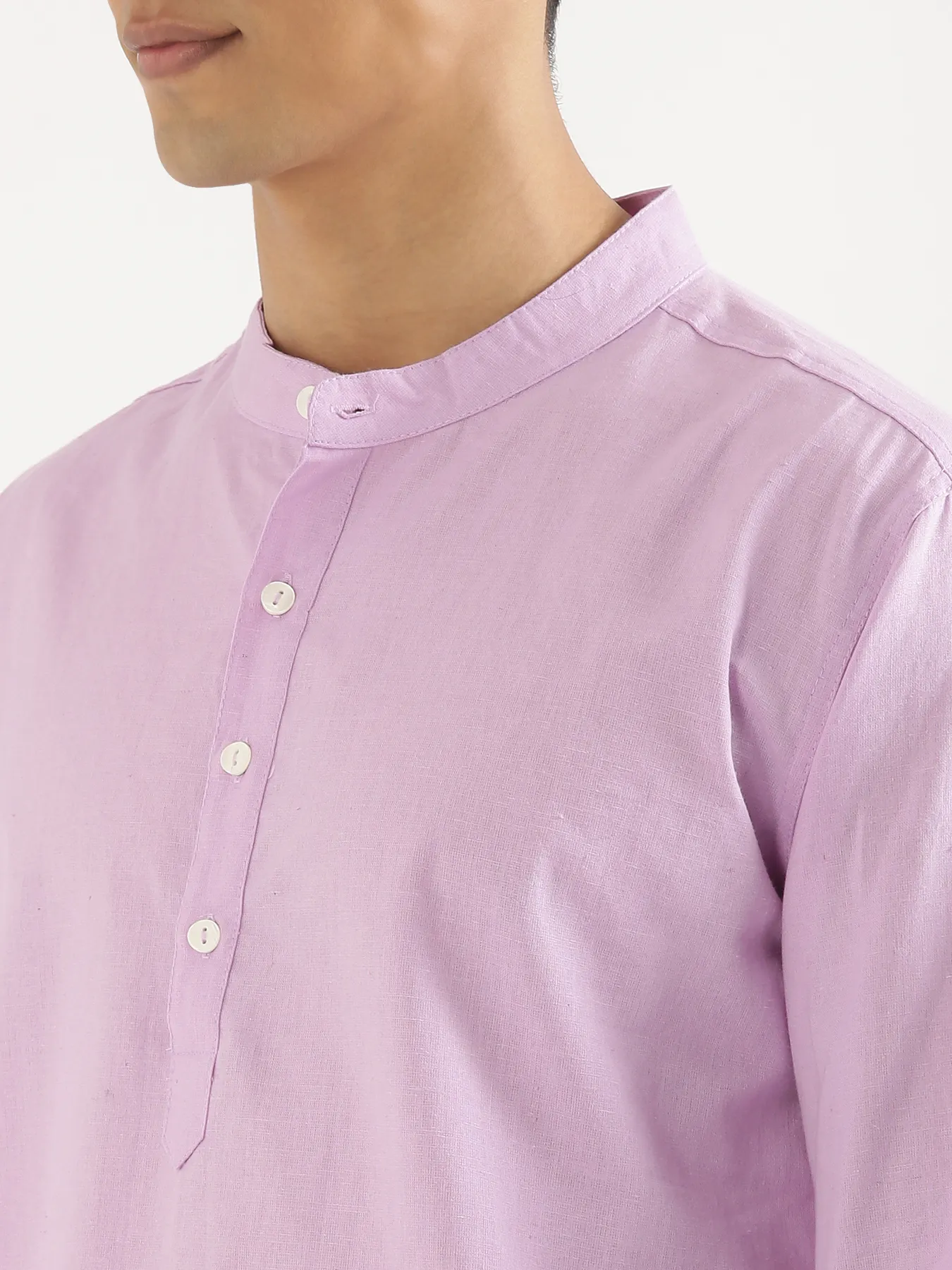 Men Lilac Airy Linen Short Kurta - Image 7