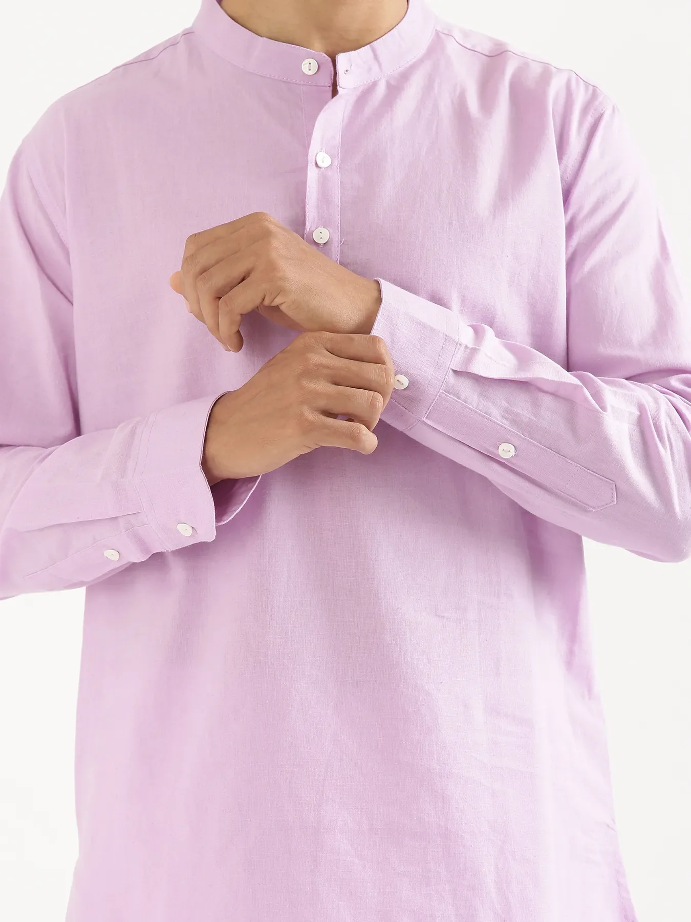 Men Lilac Airy Linen Short Kurta - Image 8