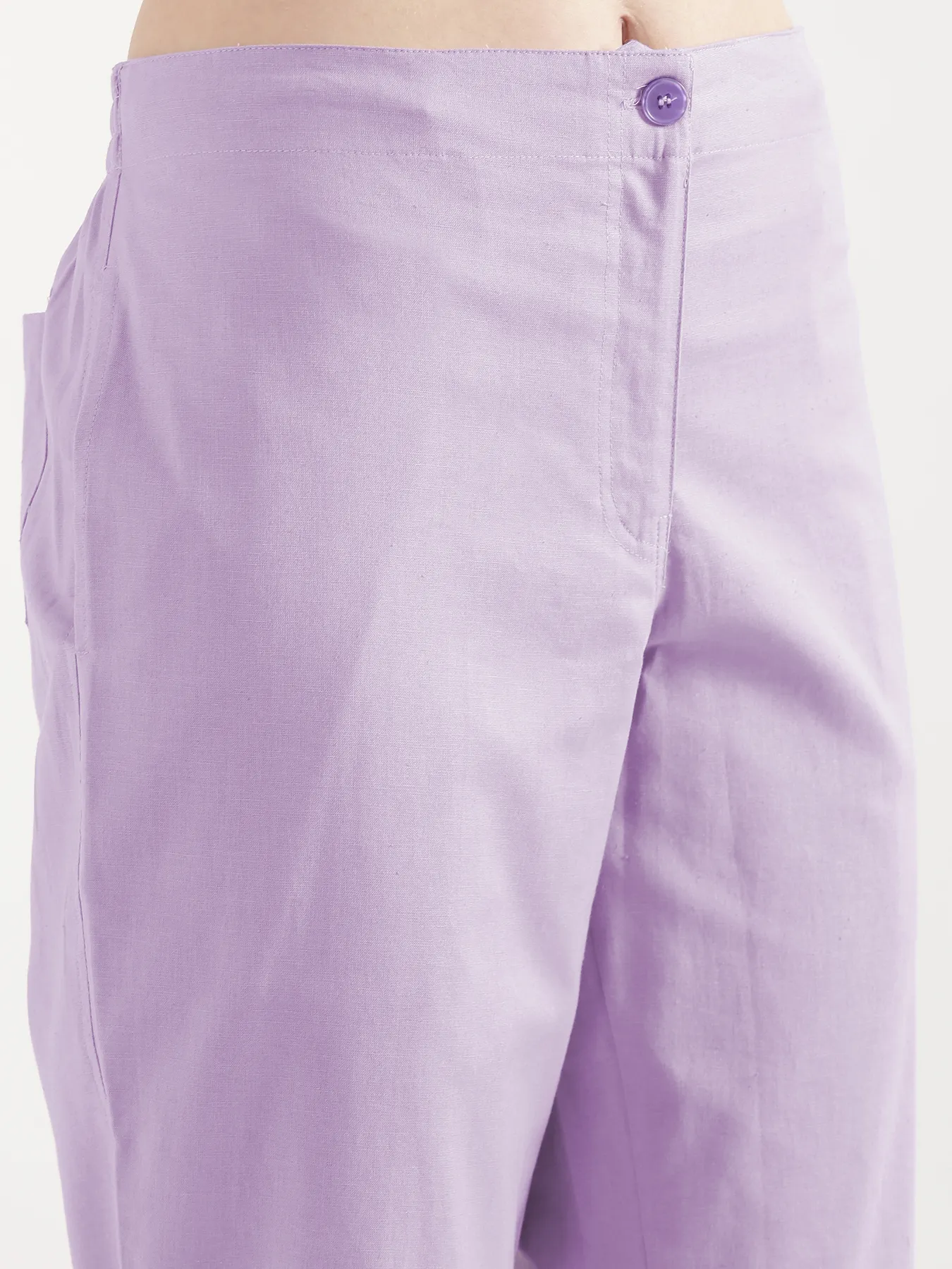 Women Lilac Airy Linen Straight Pants - Image 7