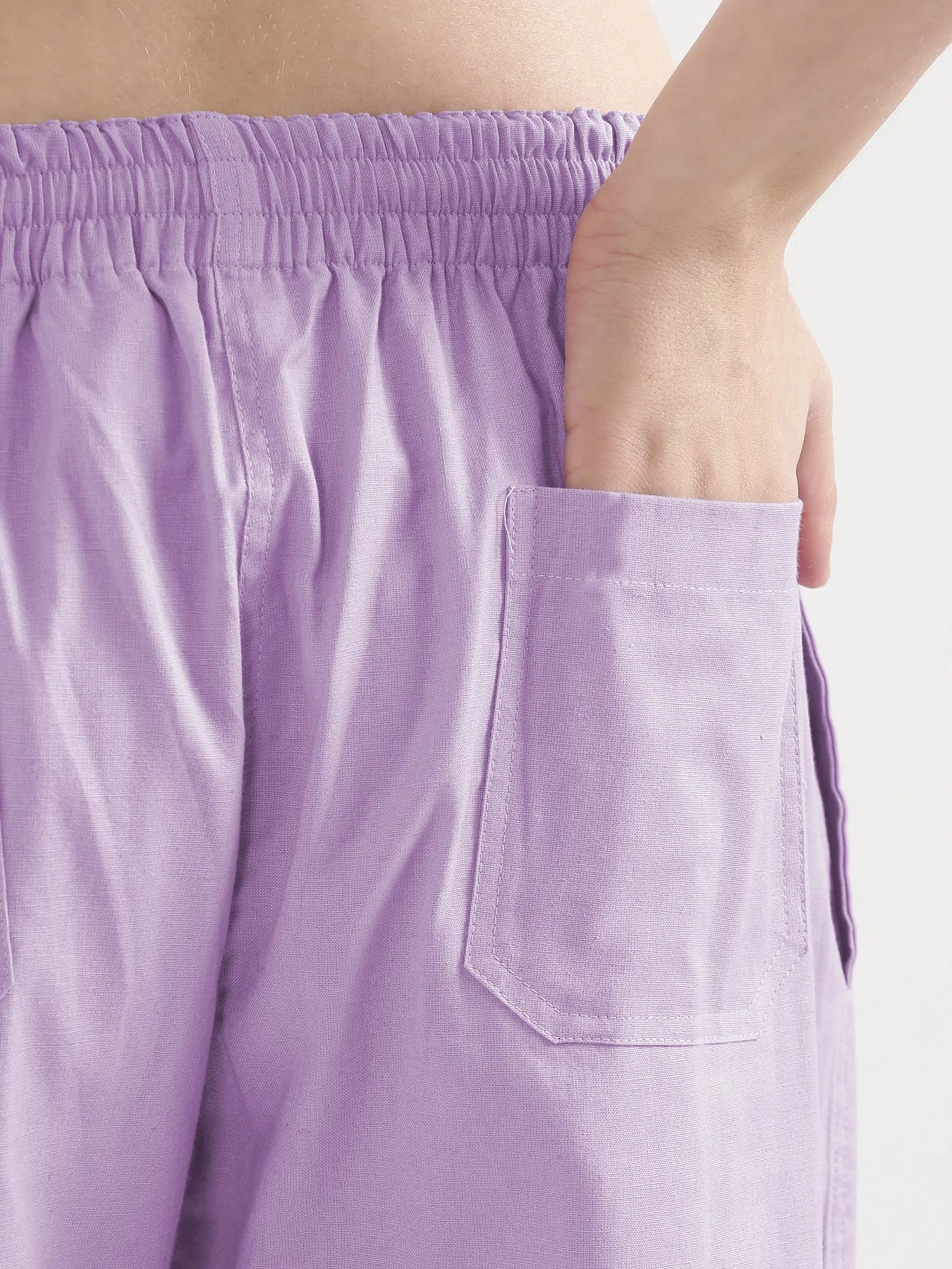 Women Lilac Airy Linen Straight Pants - Image 9