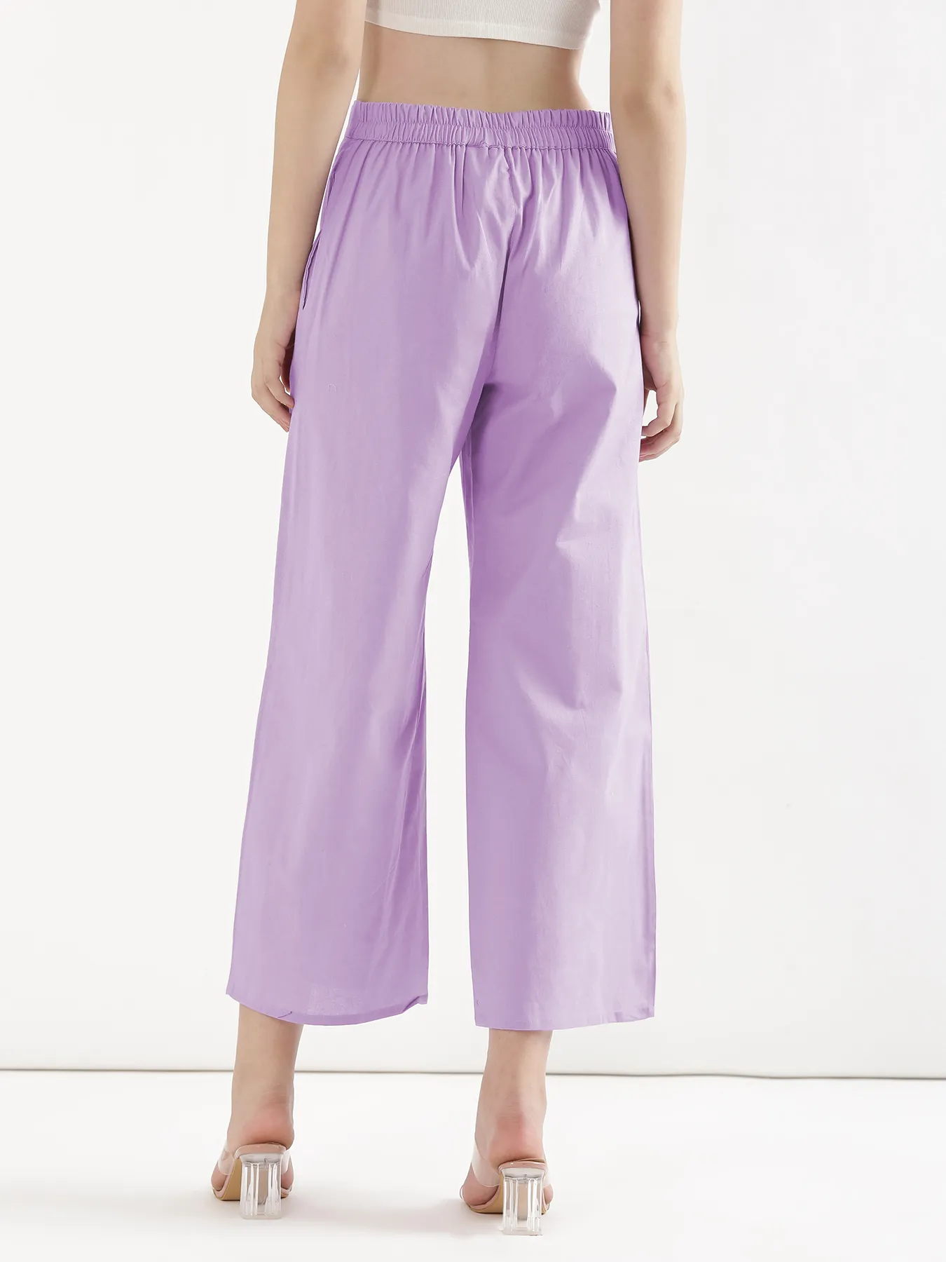Women Lilac Airy Linen Wide Leg Pant - Image 10