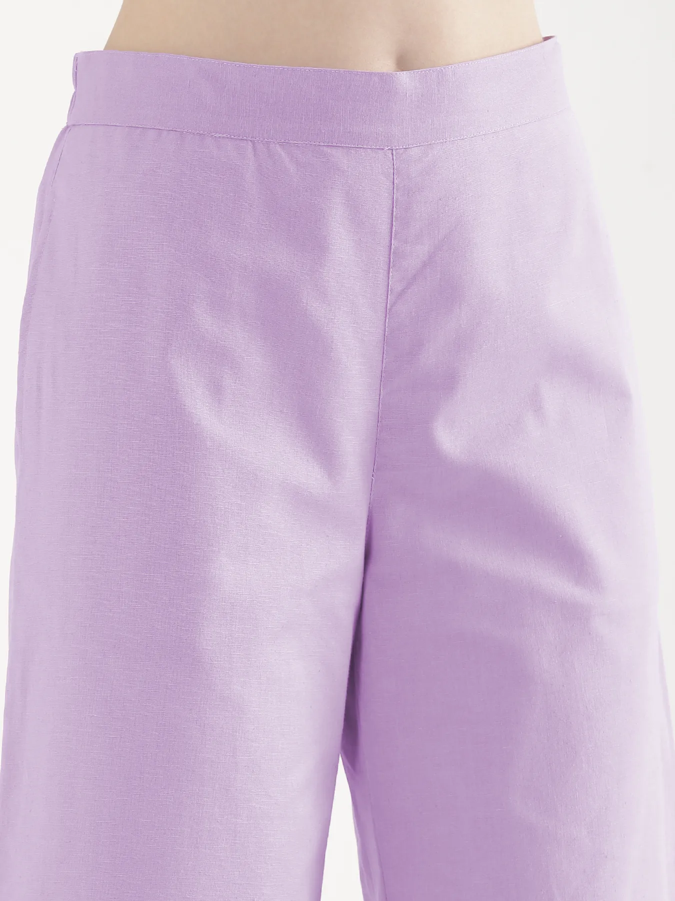 Women Lilac Airy Linen Wide Leg Pant - Image 6