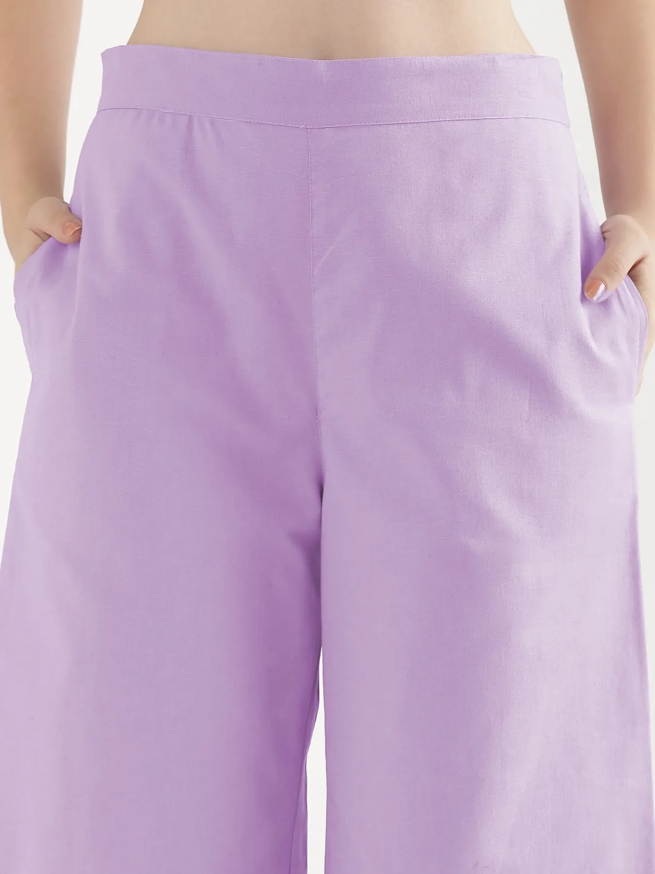 Women Lilac Airy Linen Wide Leg Pant - Image 7