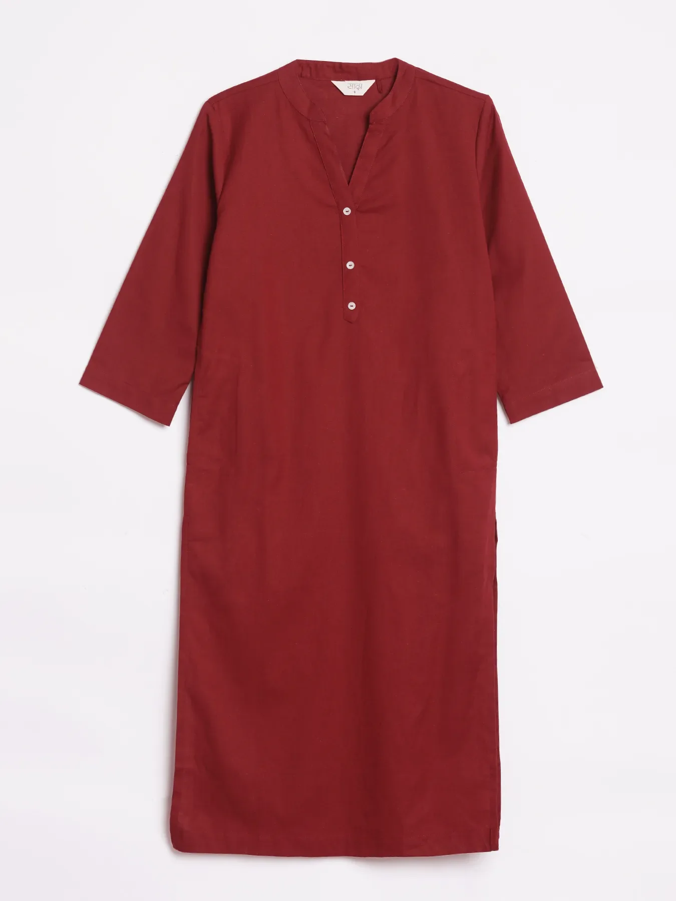 Women Maroon Airy Linen Long Kurta - Image 14