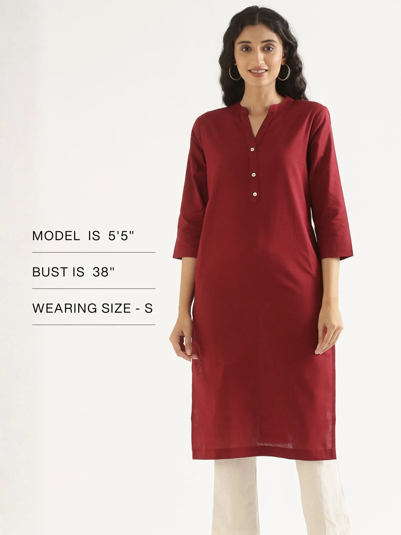 Women Maroon Airy Linen Long Kurta - Image 16