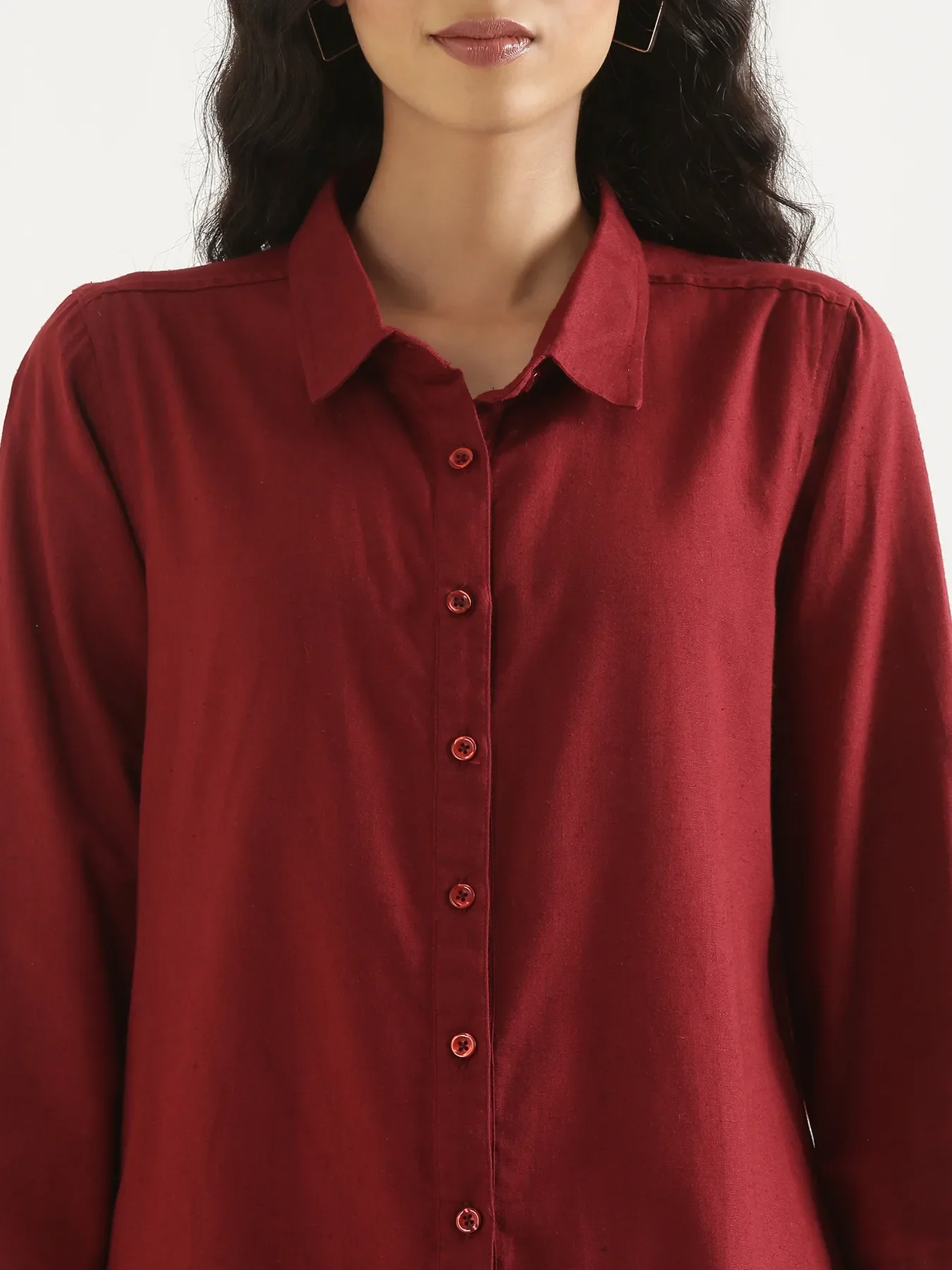 Women Maroon Airy-Linen Shirt - Image 6