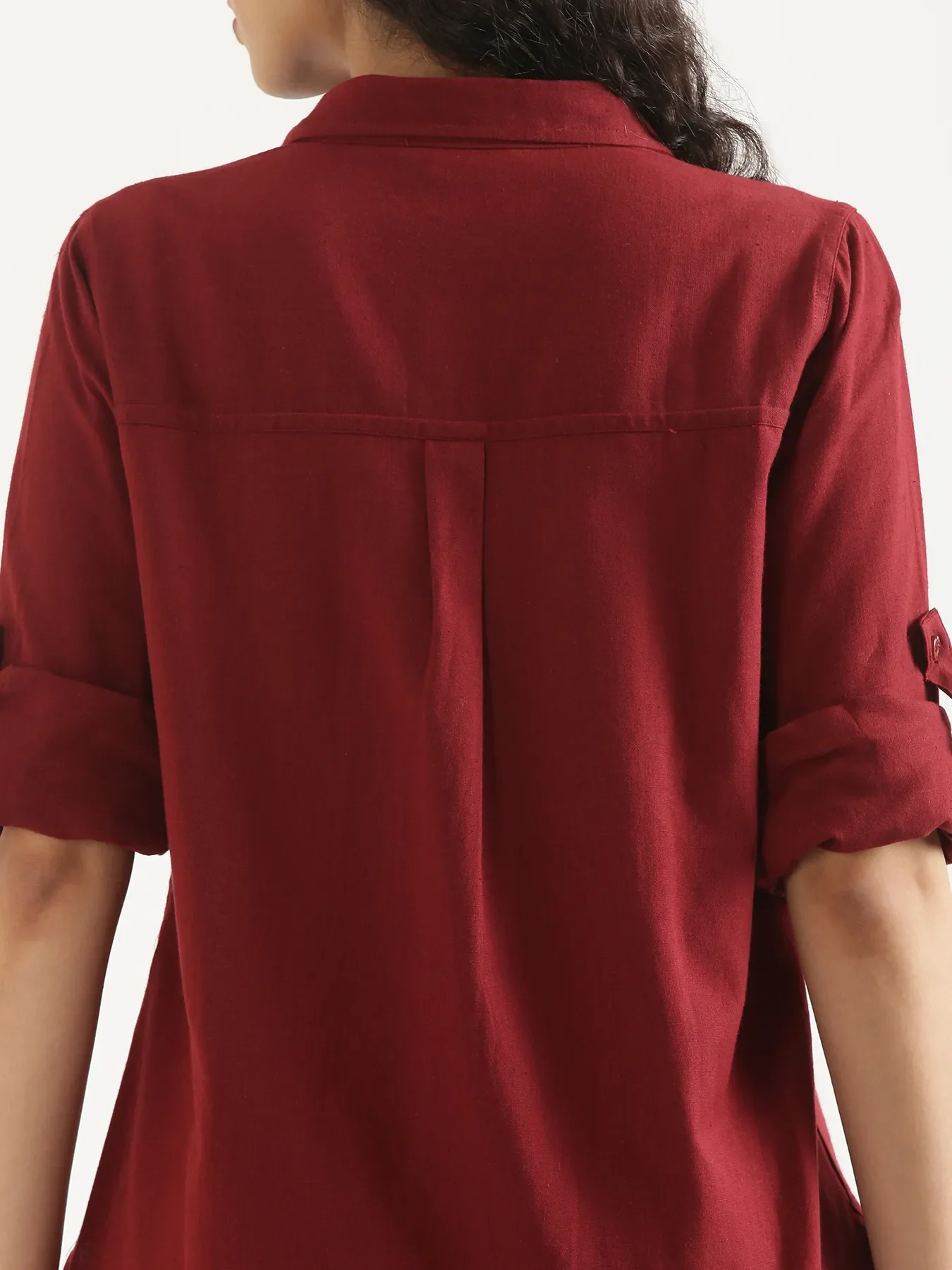 Women Maroon Airy-Linen Shirt - Image 8