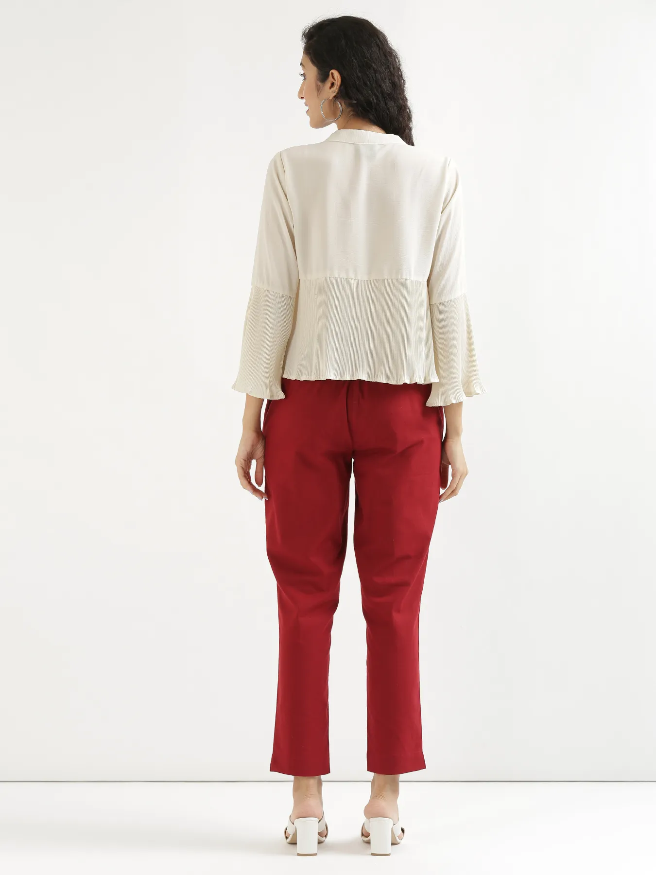Women Maroon Cotton Pant - Image 10