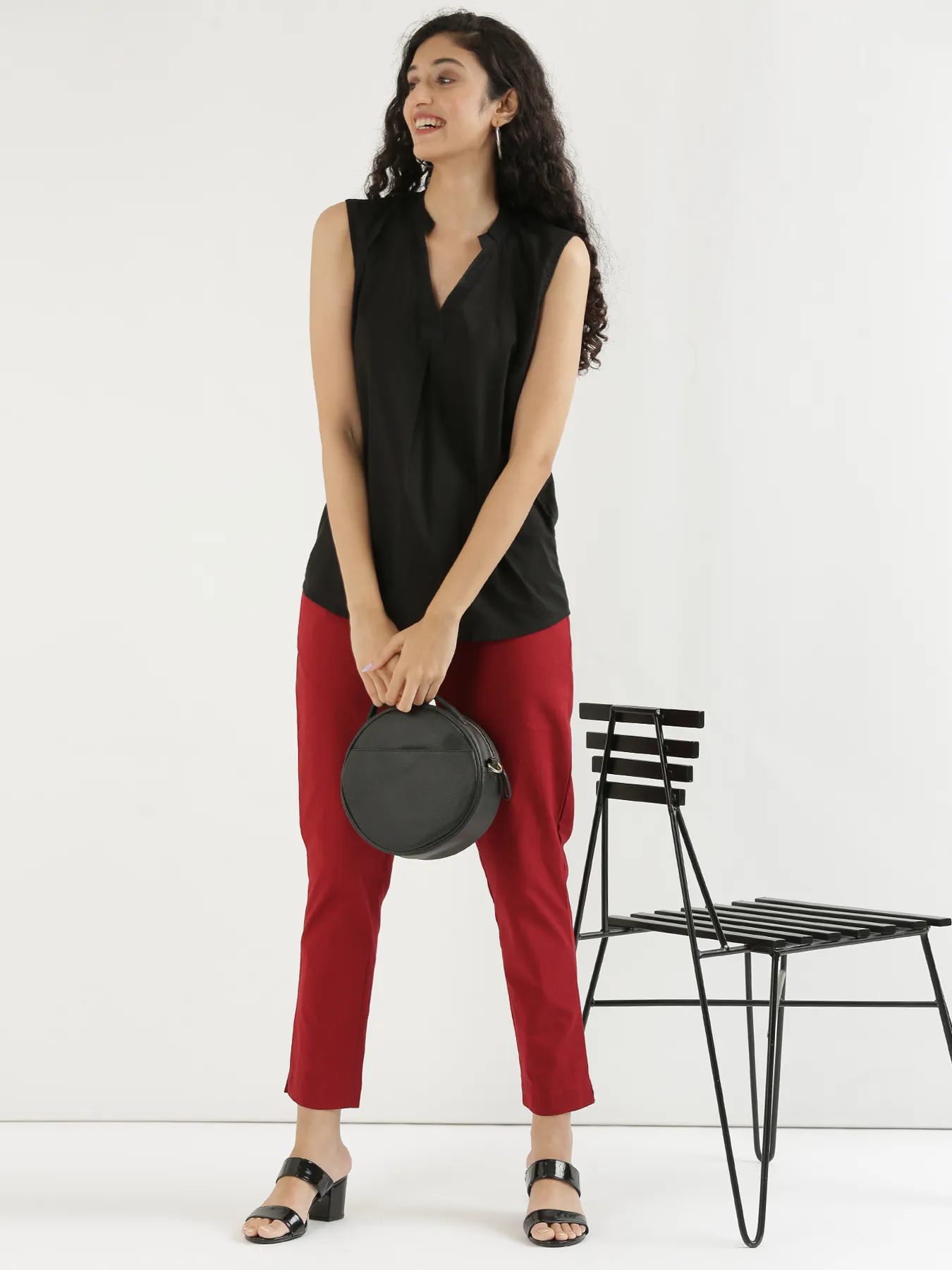 Women Maroon Cotton Pant - Image 13