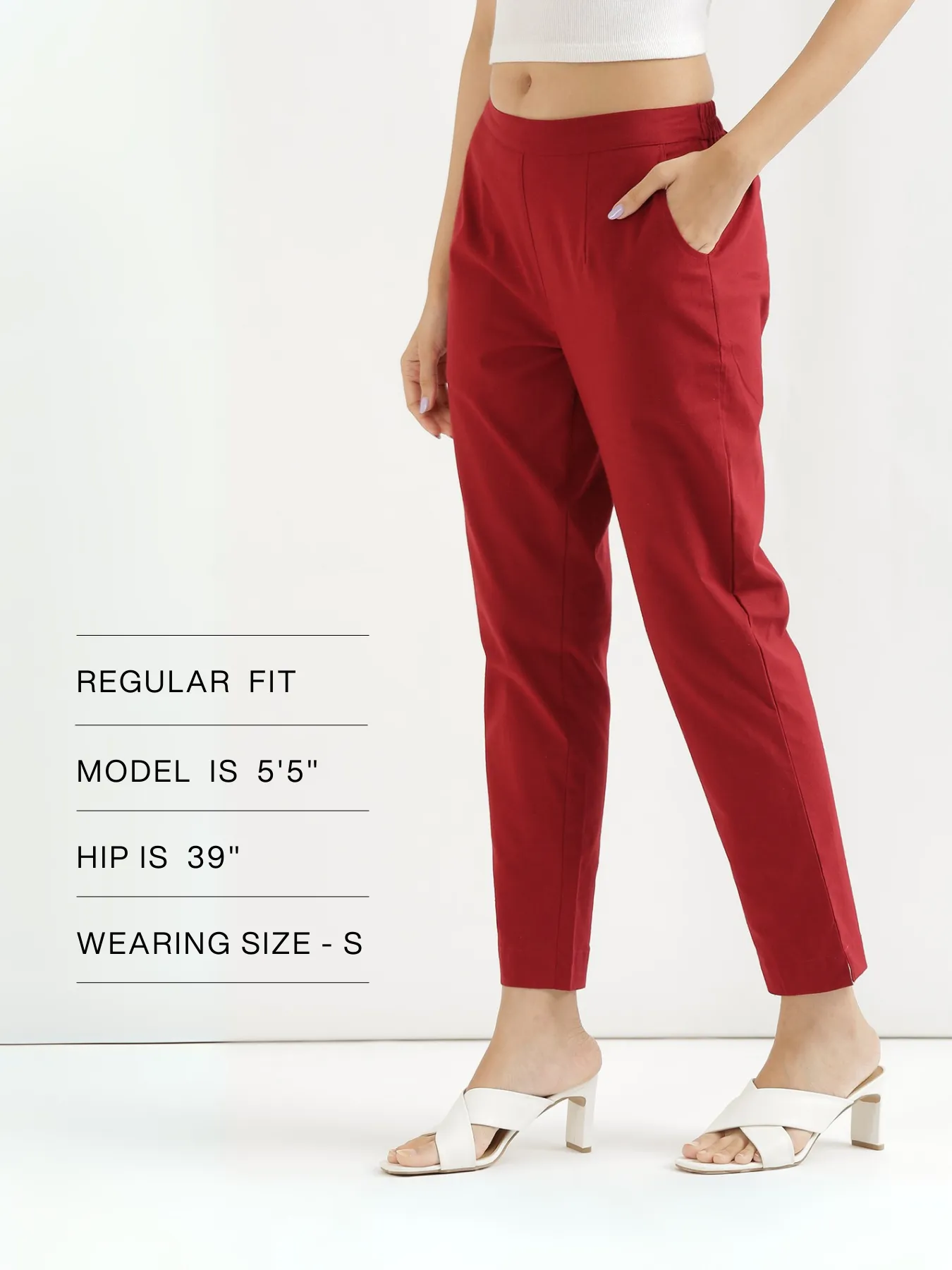 Women Maroon Cotton Pant - Image 15
